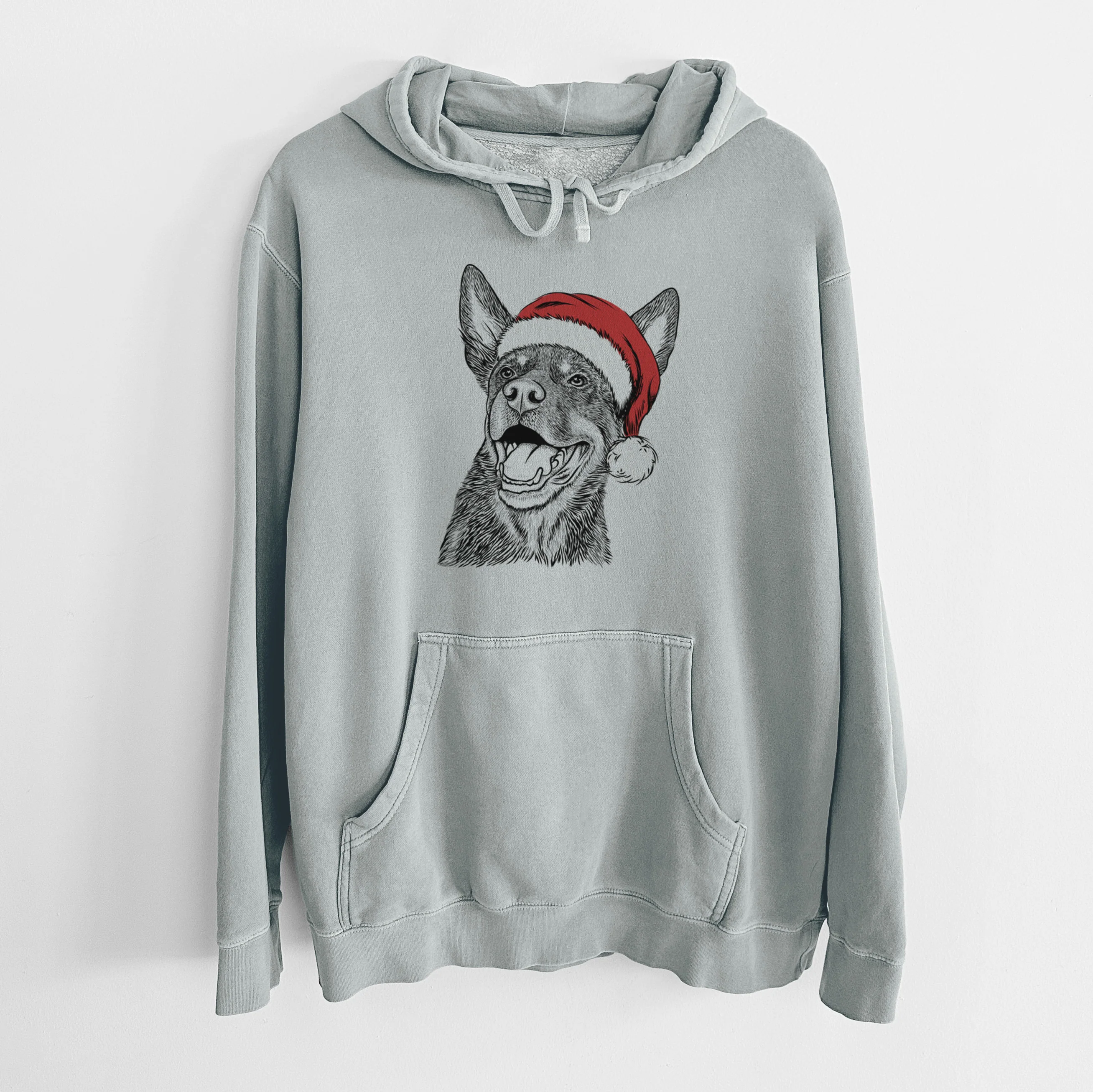 Santa Hat Tucker the Australian Kelpie - Unisex Pigment Dyed Hoodie - Image 8