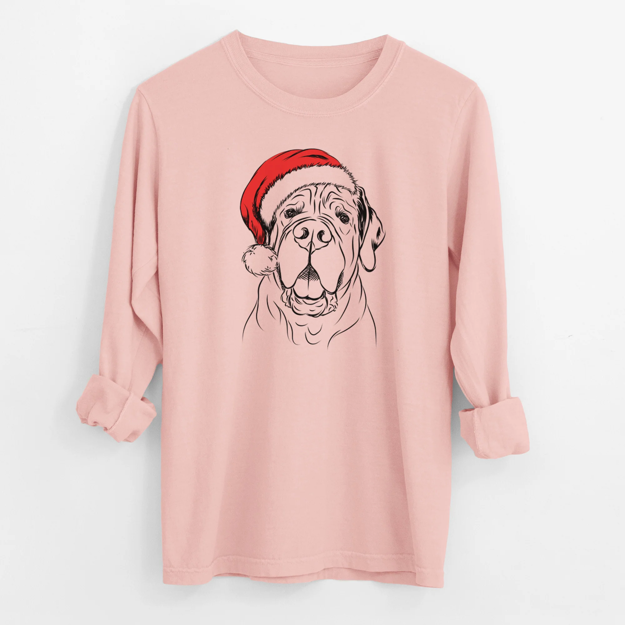 Santa Tufton the English Mastiff - Men's Heavyweight 100% Cotton Long Sleeve - Image 11