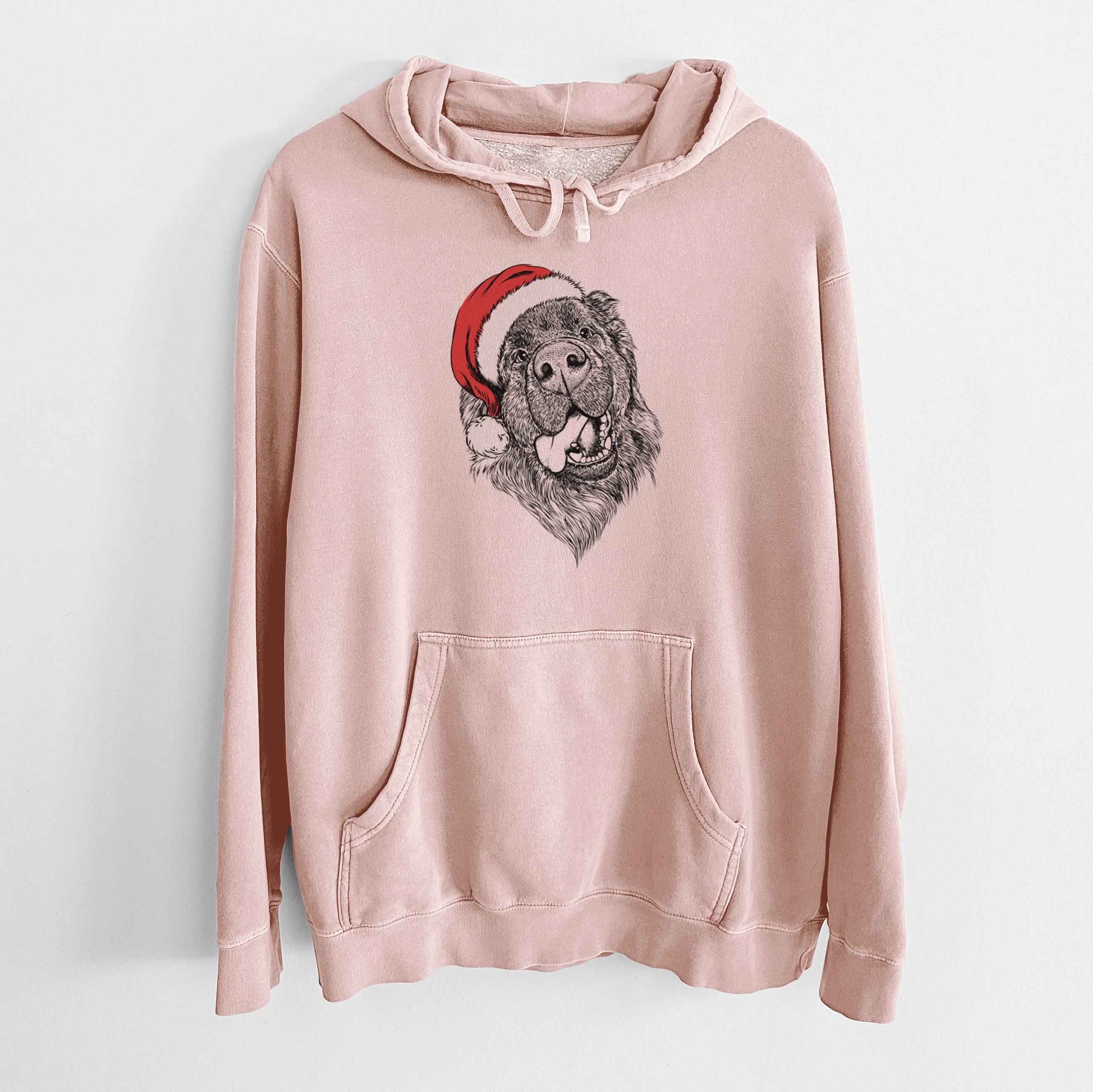 Santa Hat Tuna the Newfoundland - Unisex Pigment Dyed Hoodie - Image 6