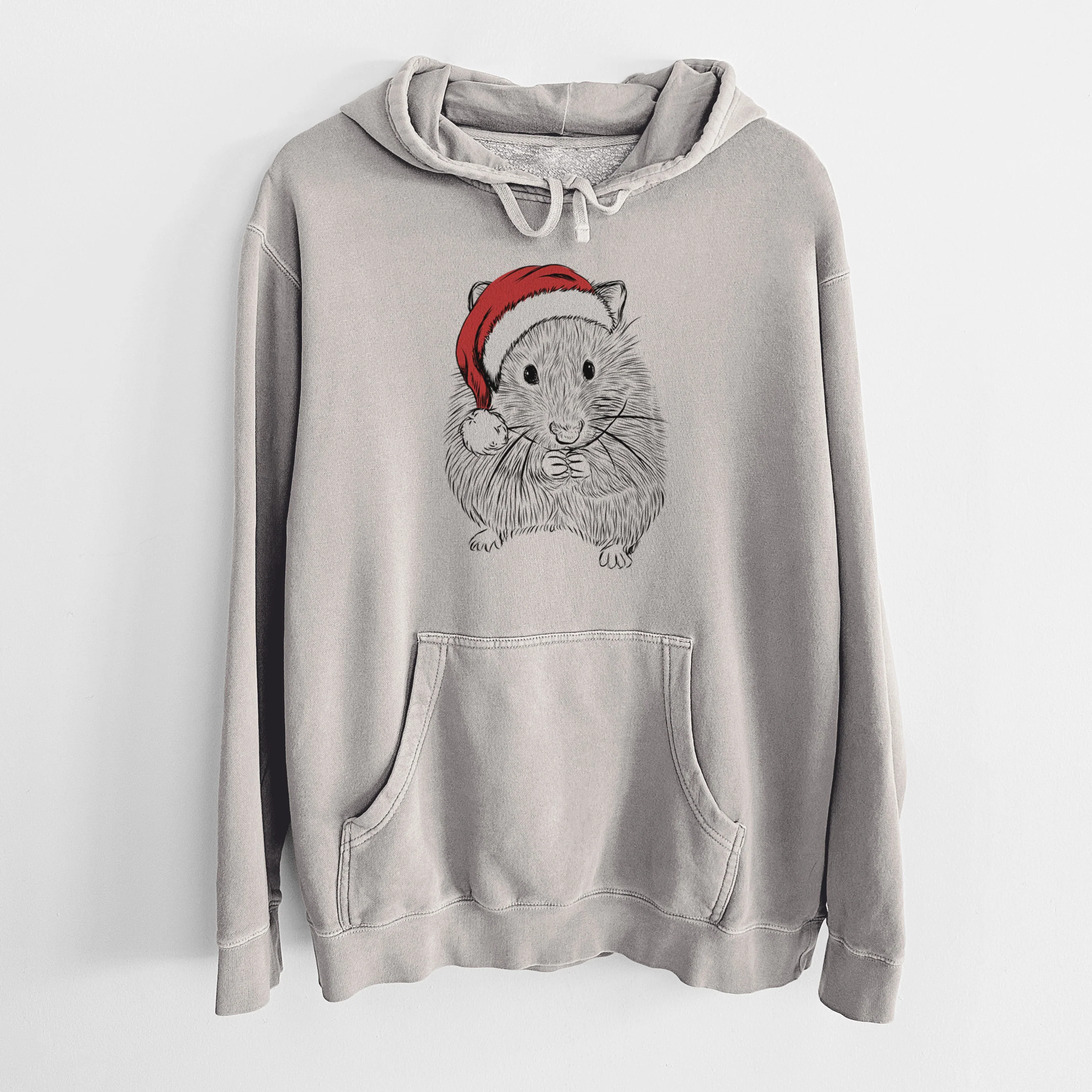 Santa Hat Twitch the Hamster - Unisex Pigment Dyed Hoodie - Image 5