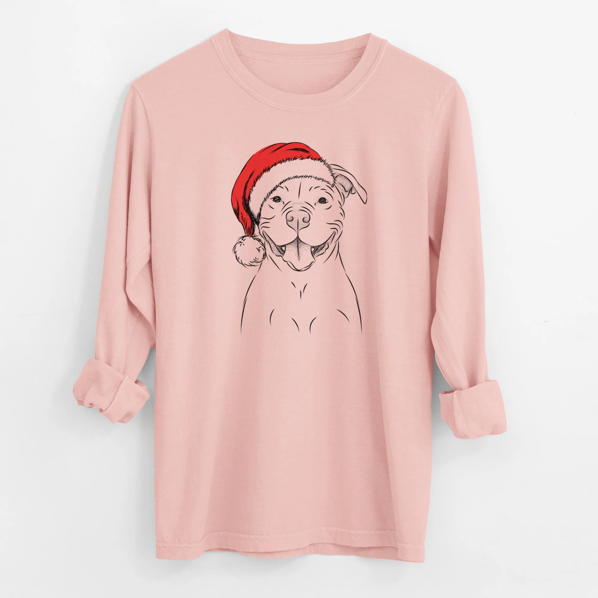 Santa Tyson the American Bulldog - Men's Heavyweight 100% Cotton Long Sleeve - Image 11
