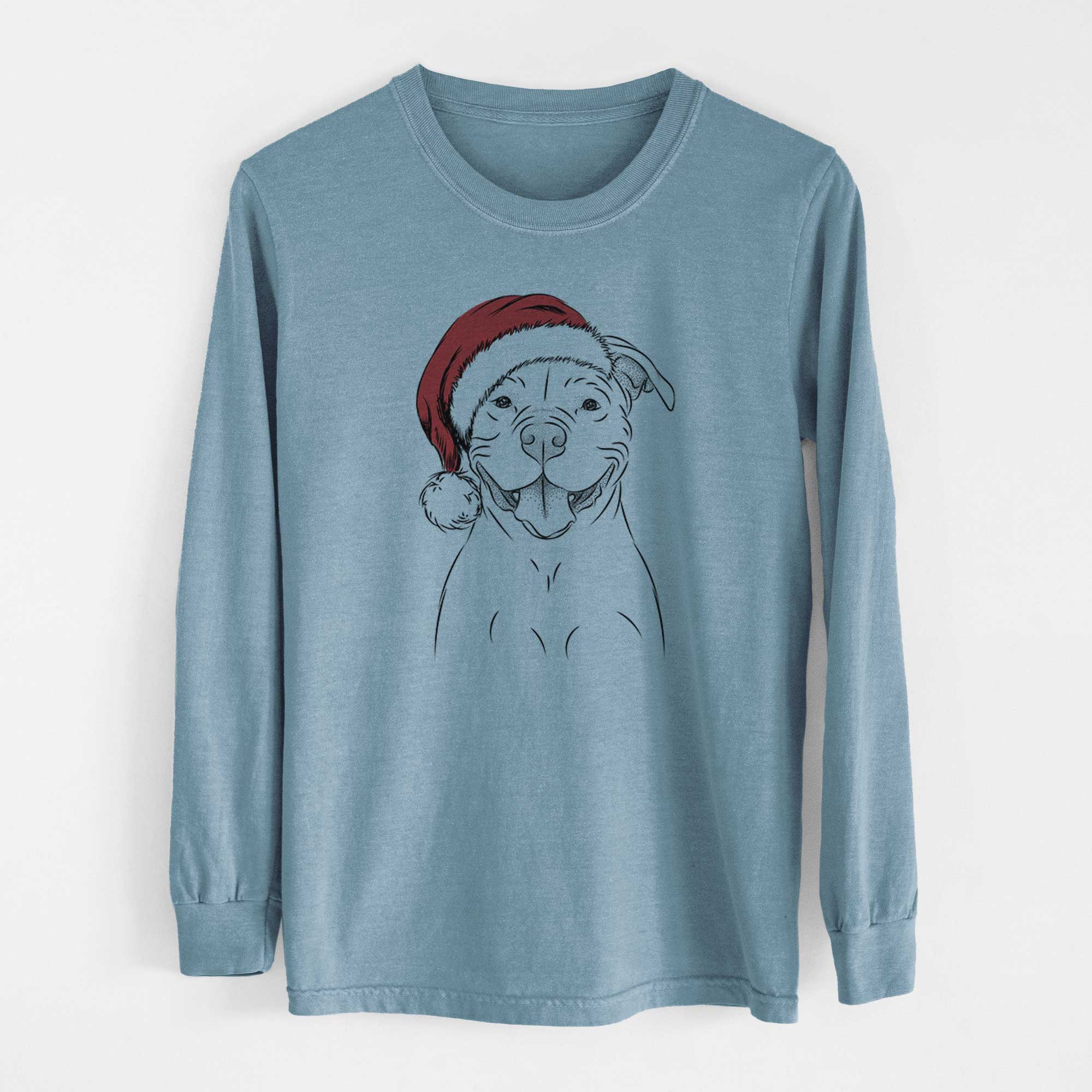 Santa Tyson the American Bulldog - Men's Heavyweight 100% Cotton Long Sleeve - Image 8
