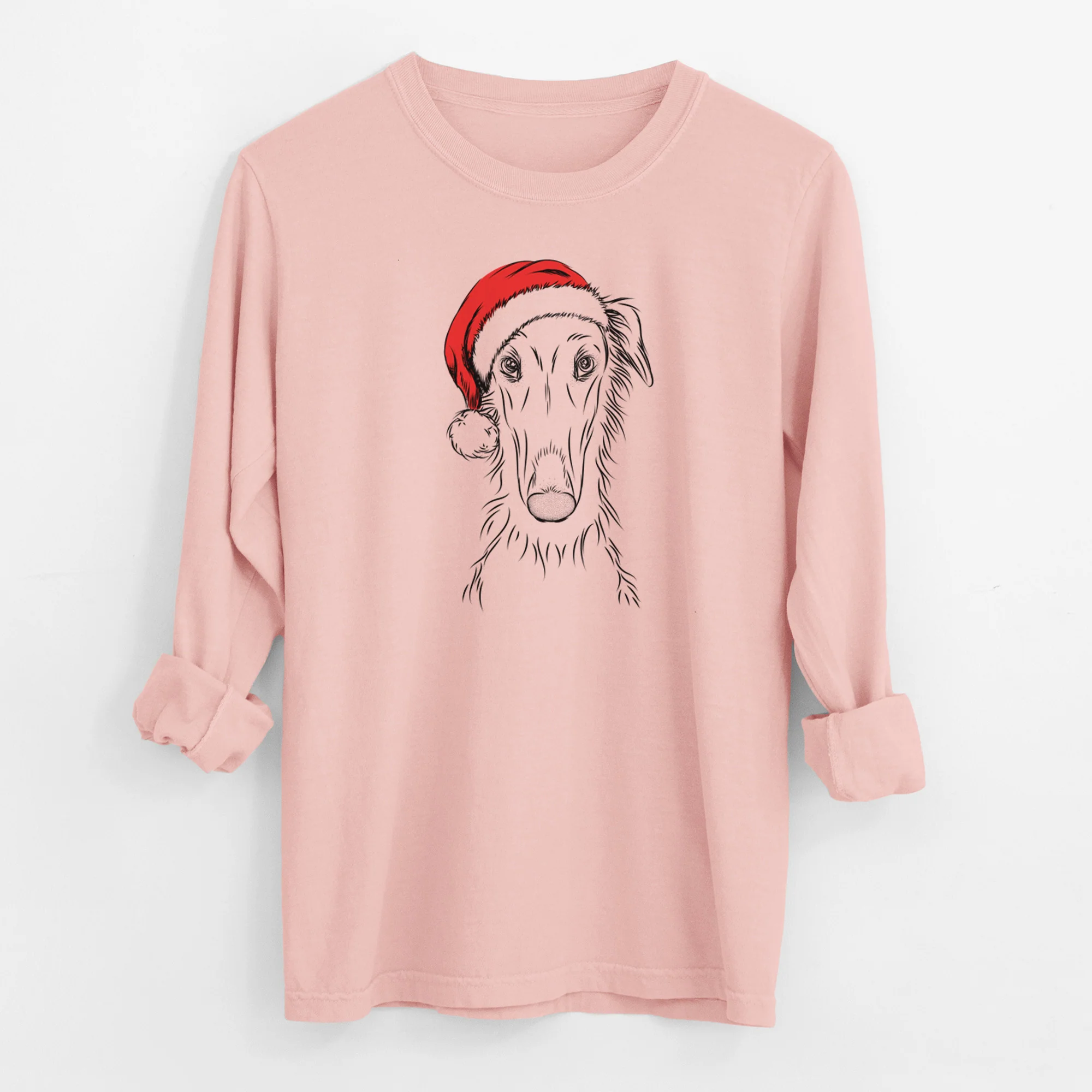 Santa Vaughn the Borzoi - Men's Heavyweight 100% Cotton Long Sleeve - Image 11