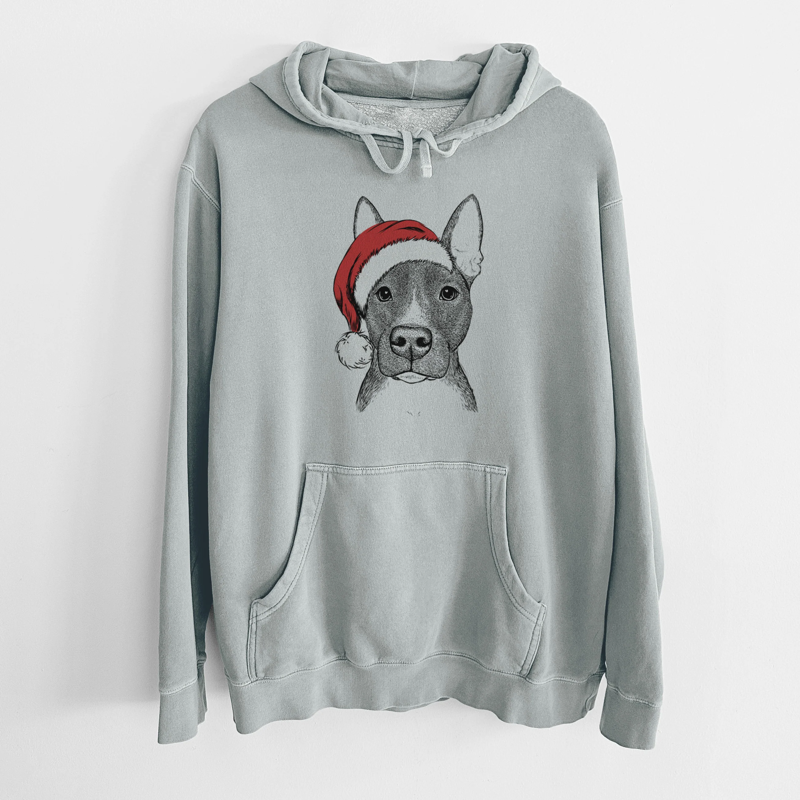 Santa Hat Violet the Pitbull - Unisex Pigment Dyed Hoodie - Image 8