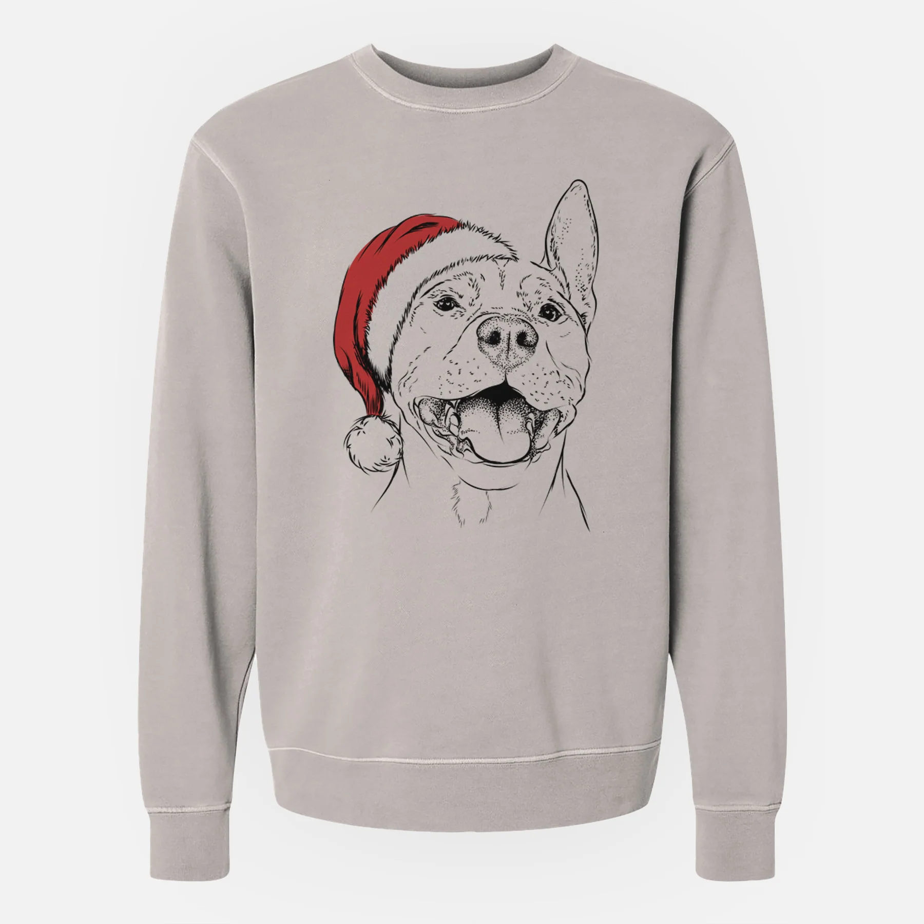 Santa Wally the Pitbull - Unisex Pigment Dyed Crew Sweatshirt - Image 4