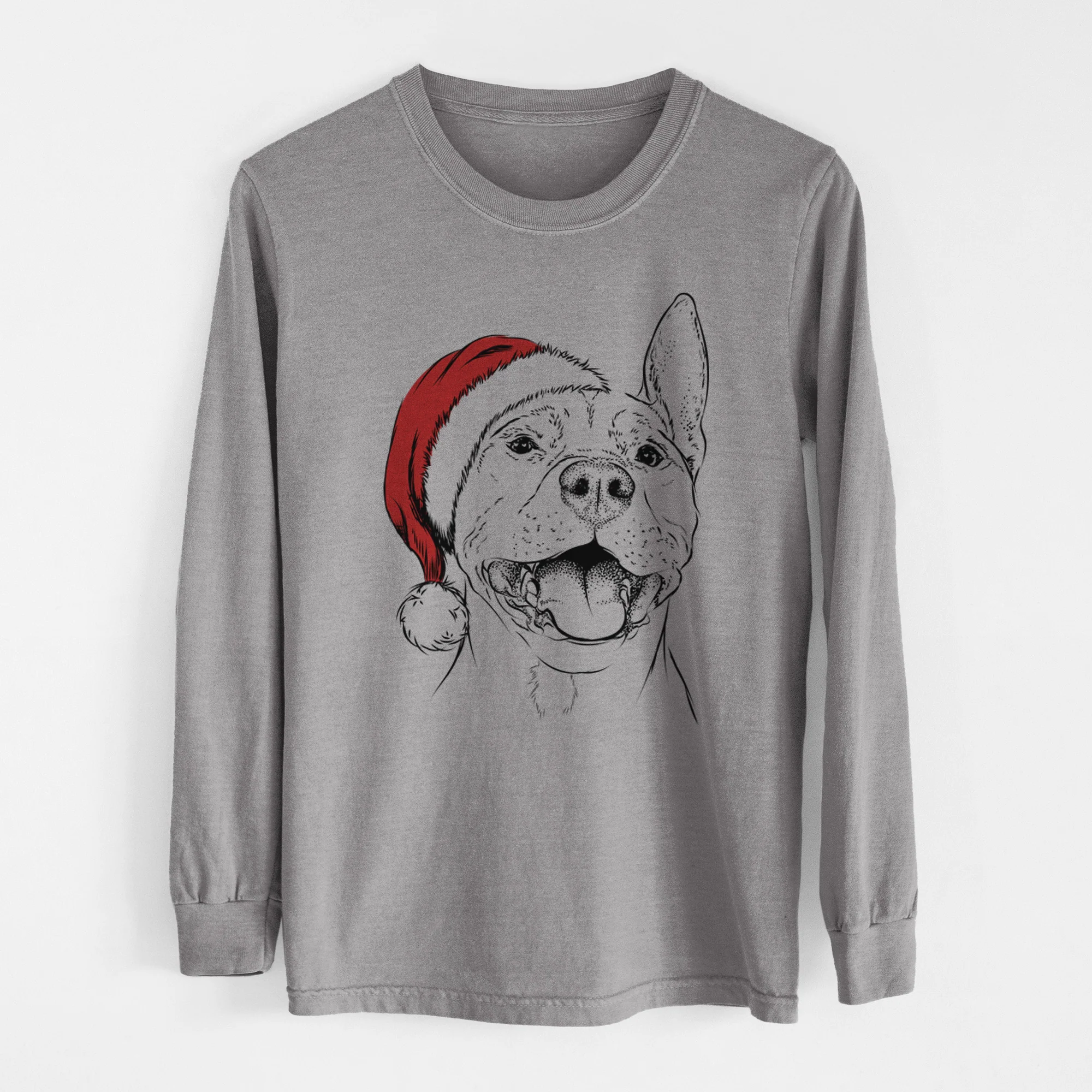Santa Wally the Pitbull - Heavyweight 100% Cotton Long Sleeve - Image 7