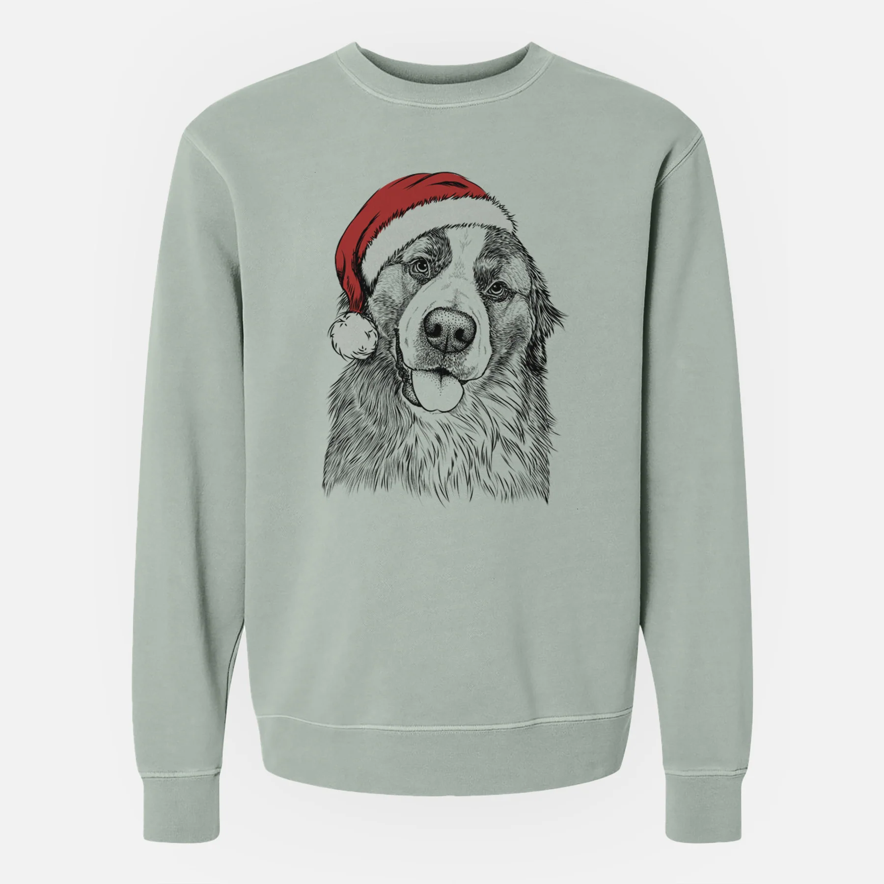 Santa Walter the Bernese Mountain Dog Mix - Unisex Pigment Dyed Crew Sweatshirt - Image 3