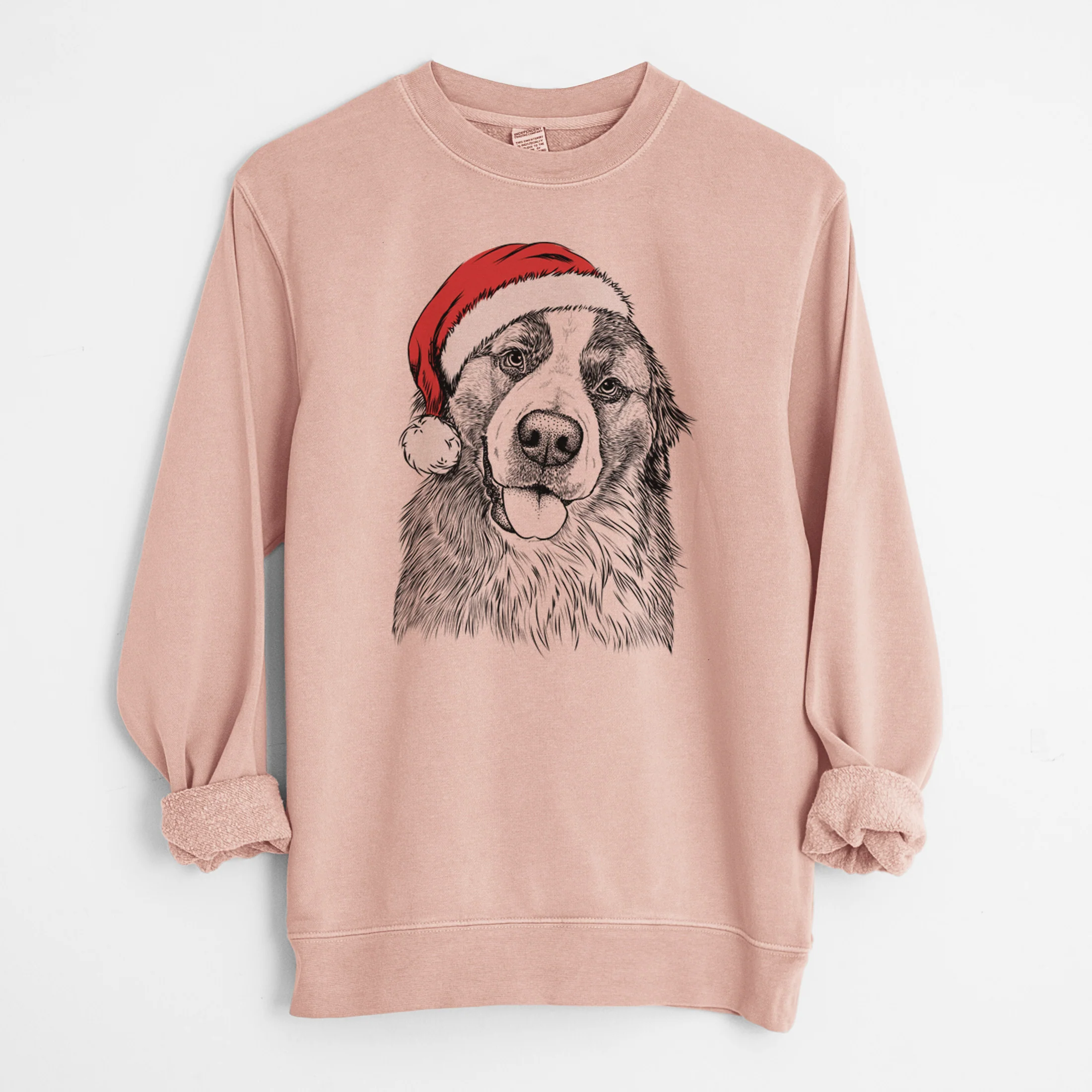 Santa Walter the Bernese Mountain Dog Mix - Unisex Pigment Dyed Crew Sweatshirt - Image 5