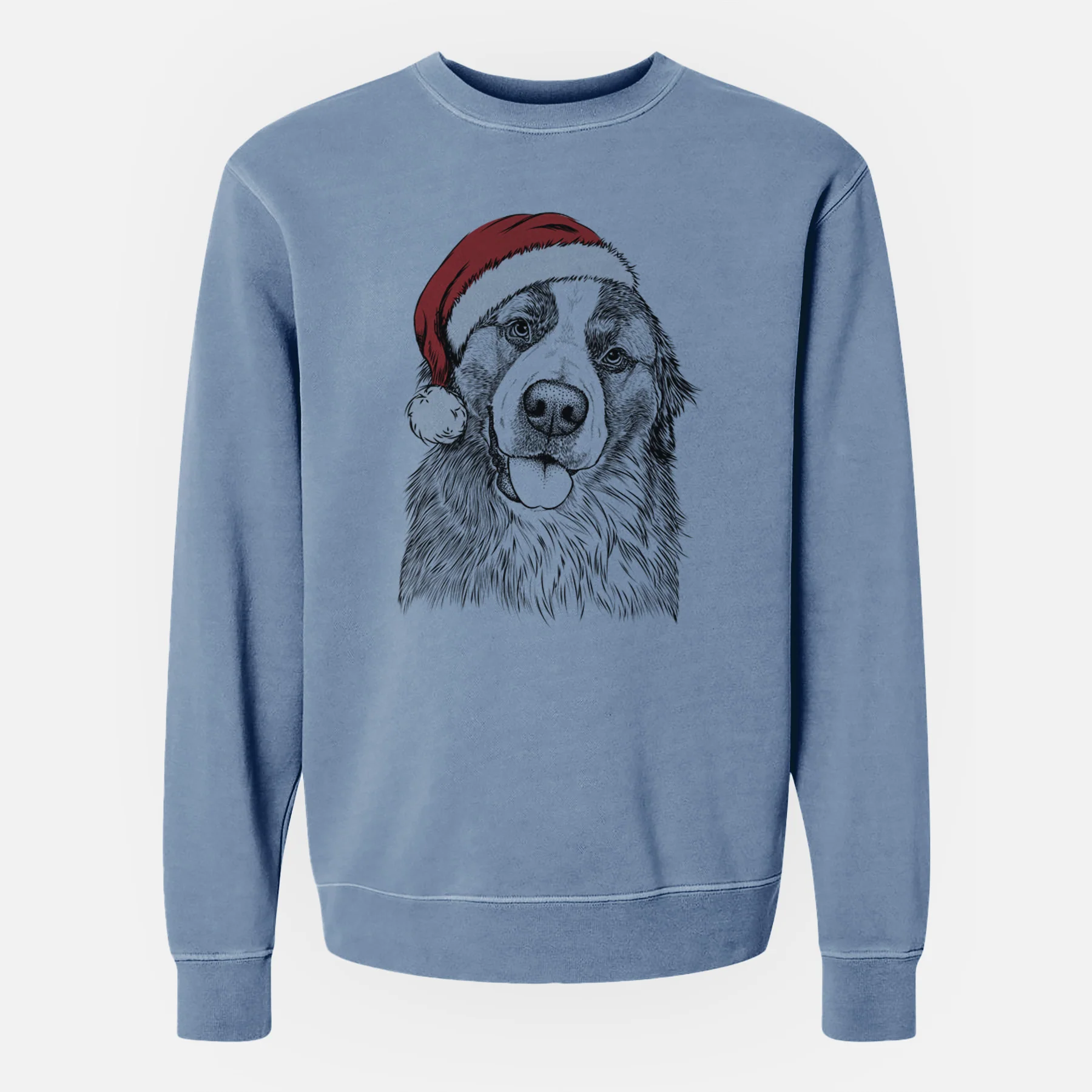 Santa Walter the Bernese Mountain Dog Mix - Unisex Pigment Dyed Crew Sweatshirt - Image 6