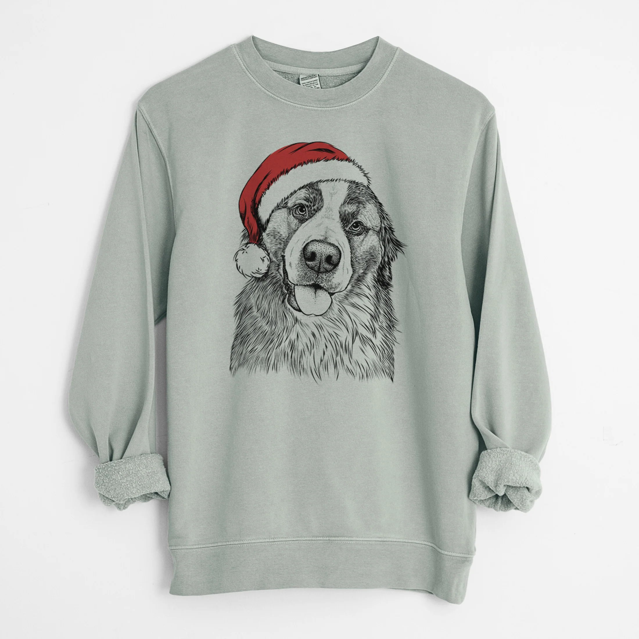 Santa Walter the Bernese Mountain Dog Mix - Unisex Pigment Dyed Crew Sweatshirt - Image 7
