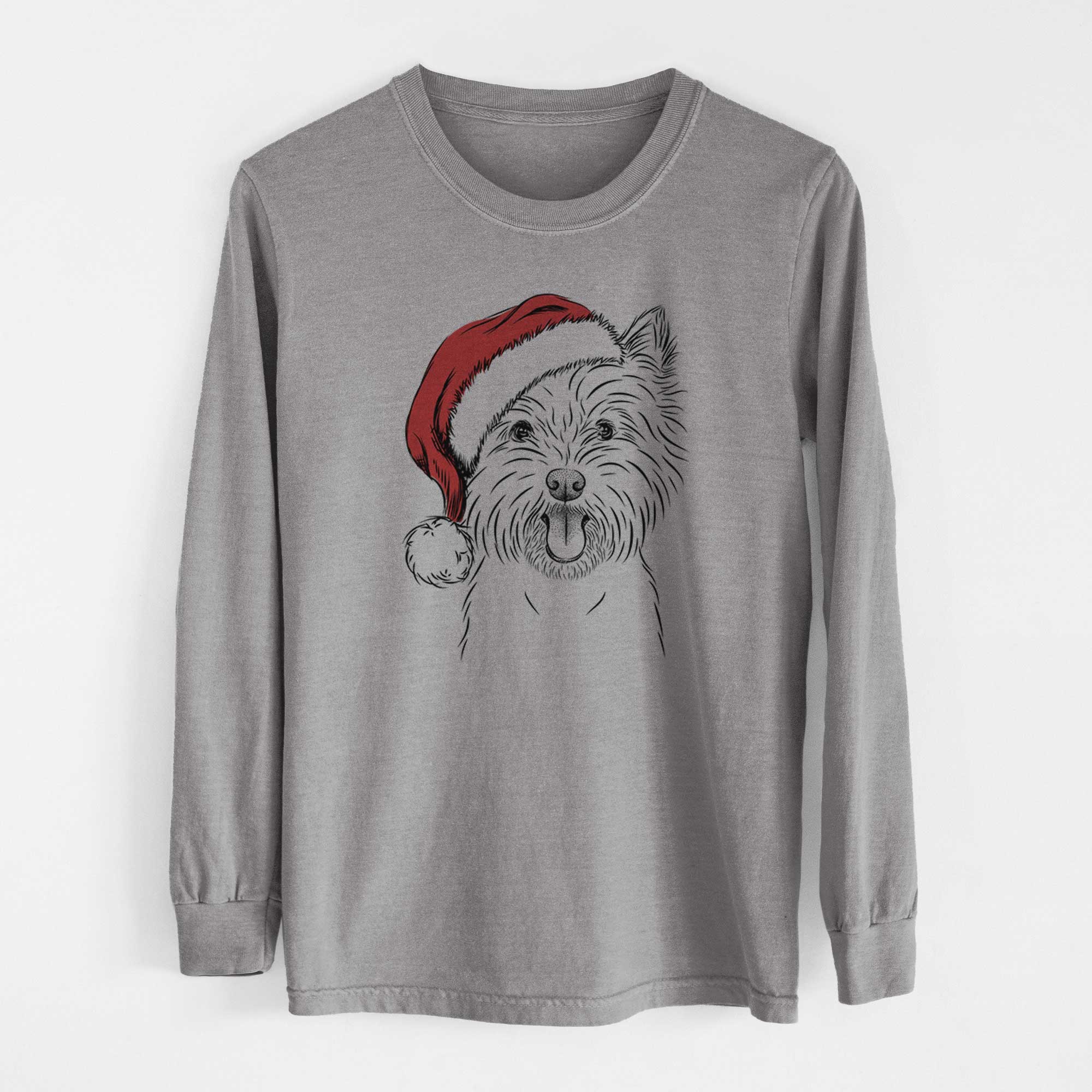 Santa Welma the West Highland Terrier - Men's Heavyweight 100% Cotton Long Sleeve - Image 7