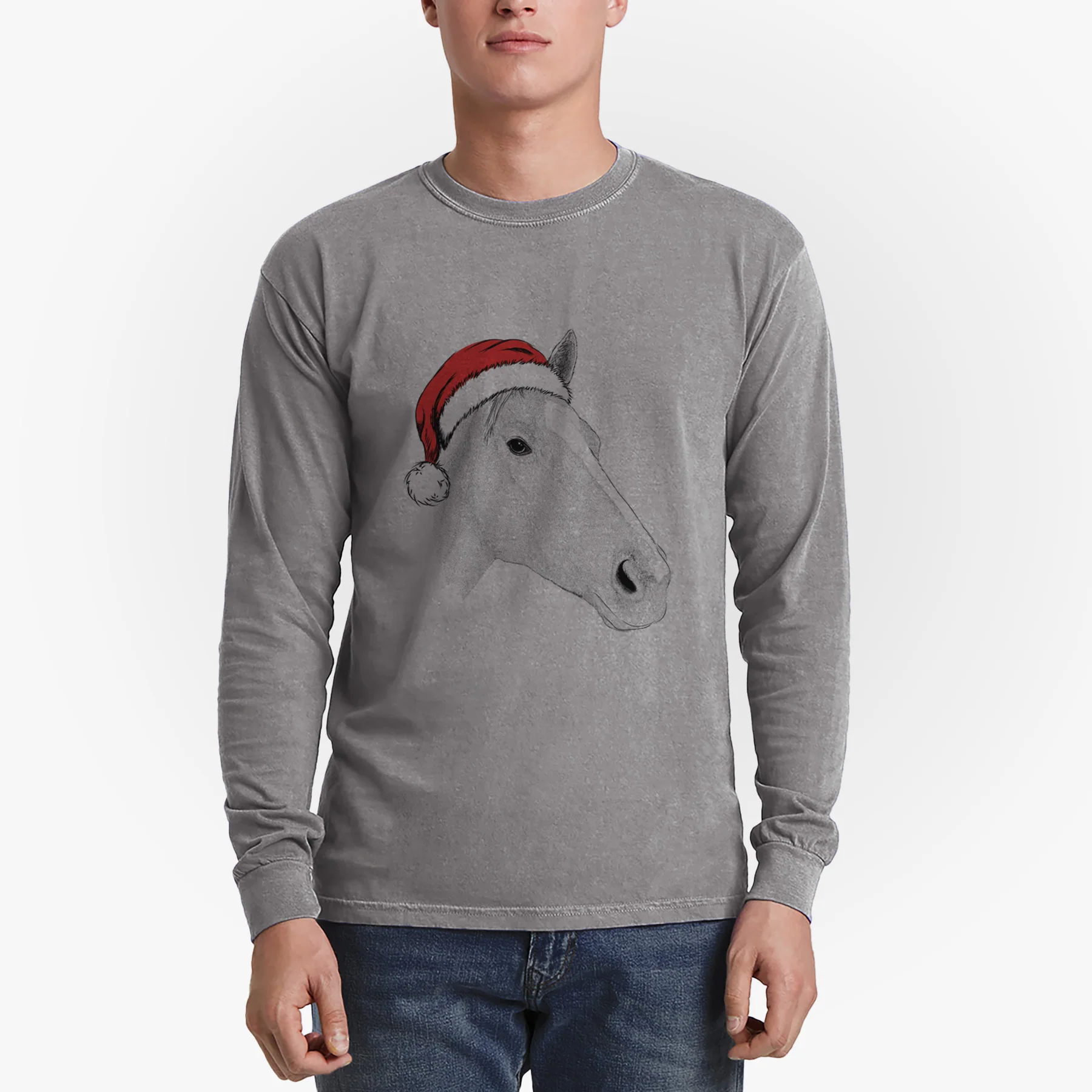 Santa Westley the Horse - Heavyweight 100% Cotton Long Sleeve - Image 4