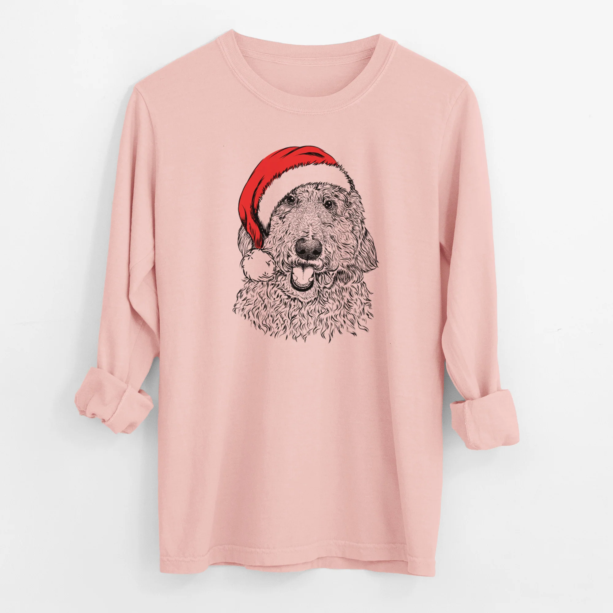 Santa Whisper the Goldendoodle - Men's Heavyweight 100% Cotton Long Sleeve - Image 11