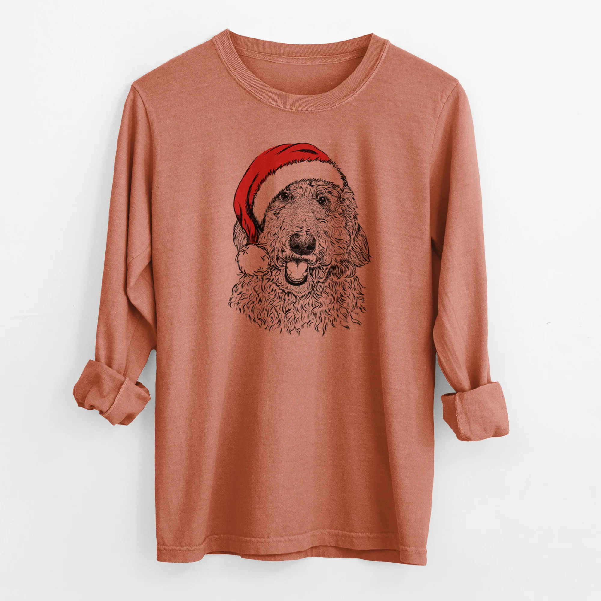Santa Whisper the Goldendoodle - Men's Heavyweight 100% Cotton Long Sleeve - Image 13