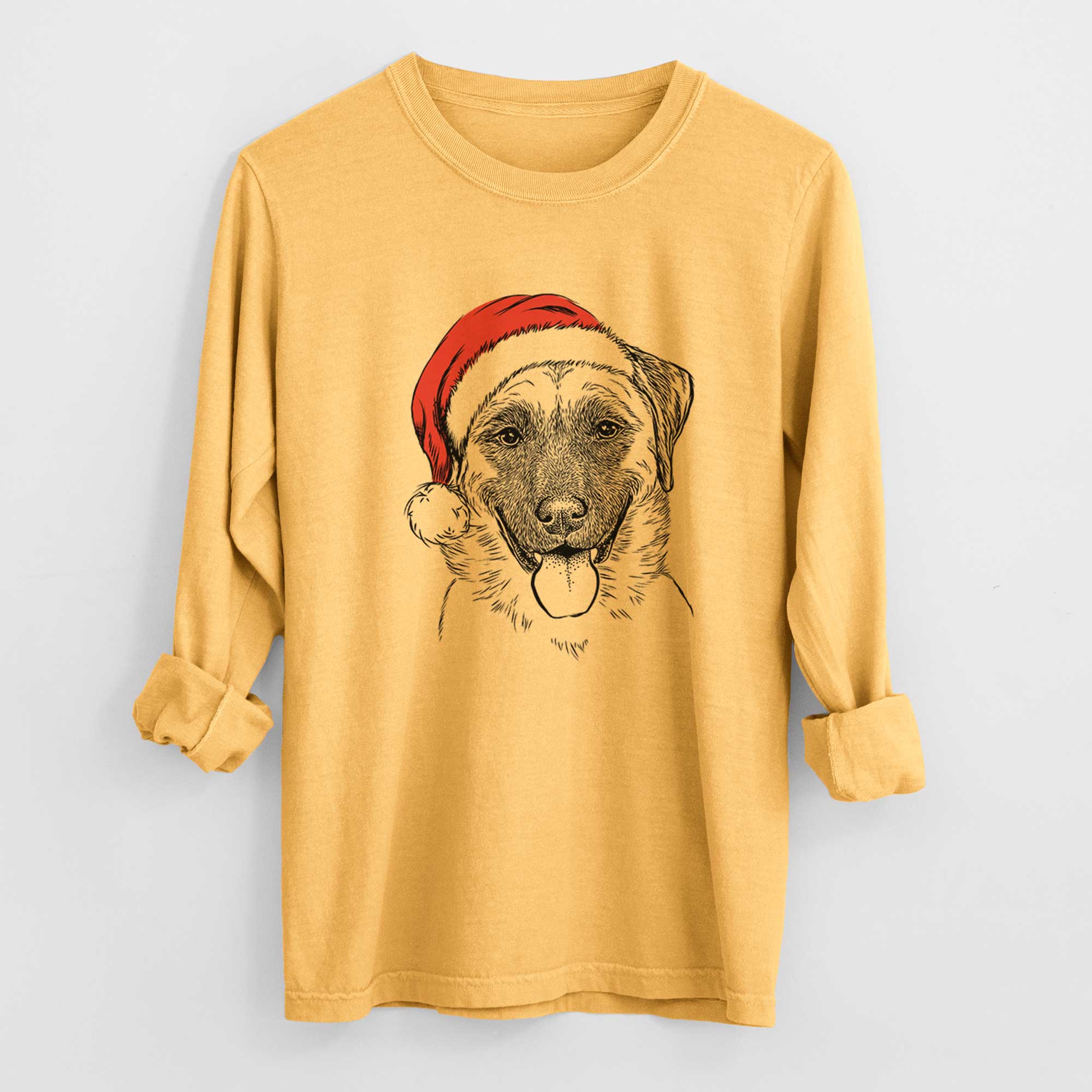 Santa Willow the Anatolian Shepherd - Men's Heavyweight 100% Cotton Long Sleeve - Image 3