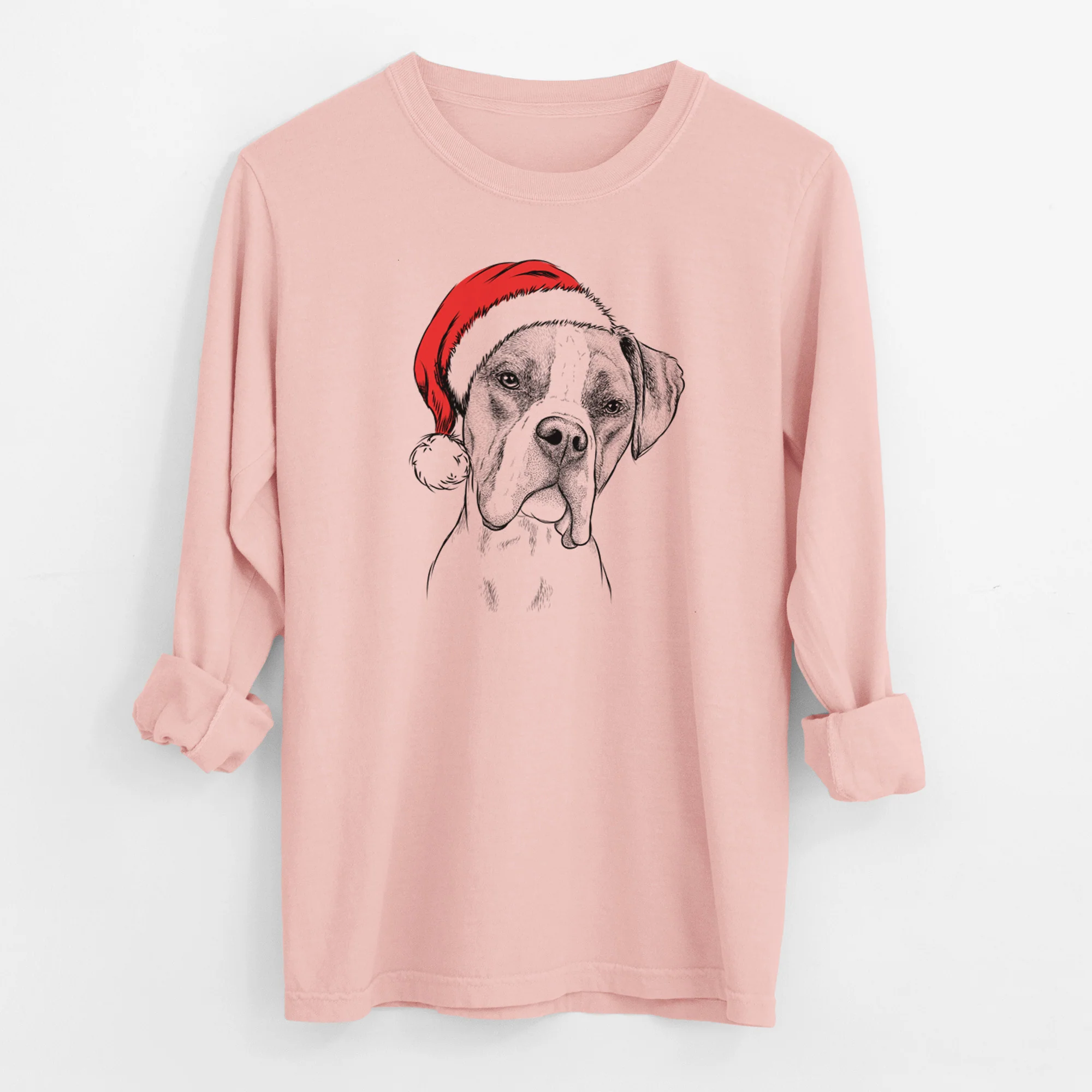 Santa Winston the Boxer - Men's Heavyweight 100% Cotton Long Sleeve - Image 11