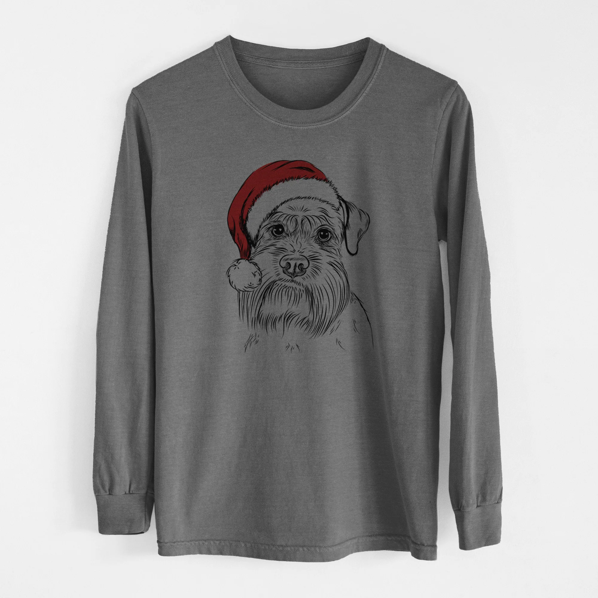 Santa Wrigley the Schnauzer - Men's Heavyweight 100% Cotton Long Sleeve - Image 14