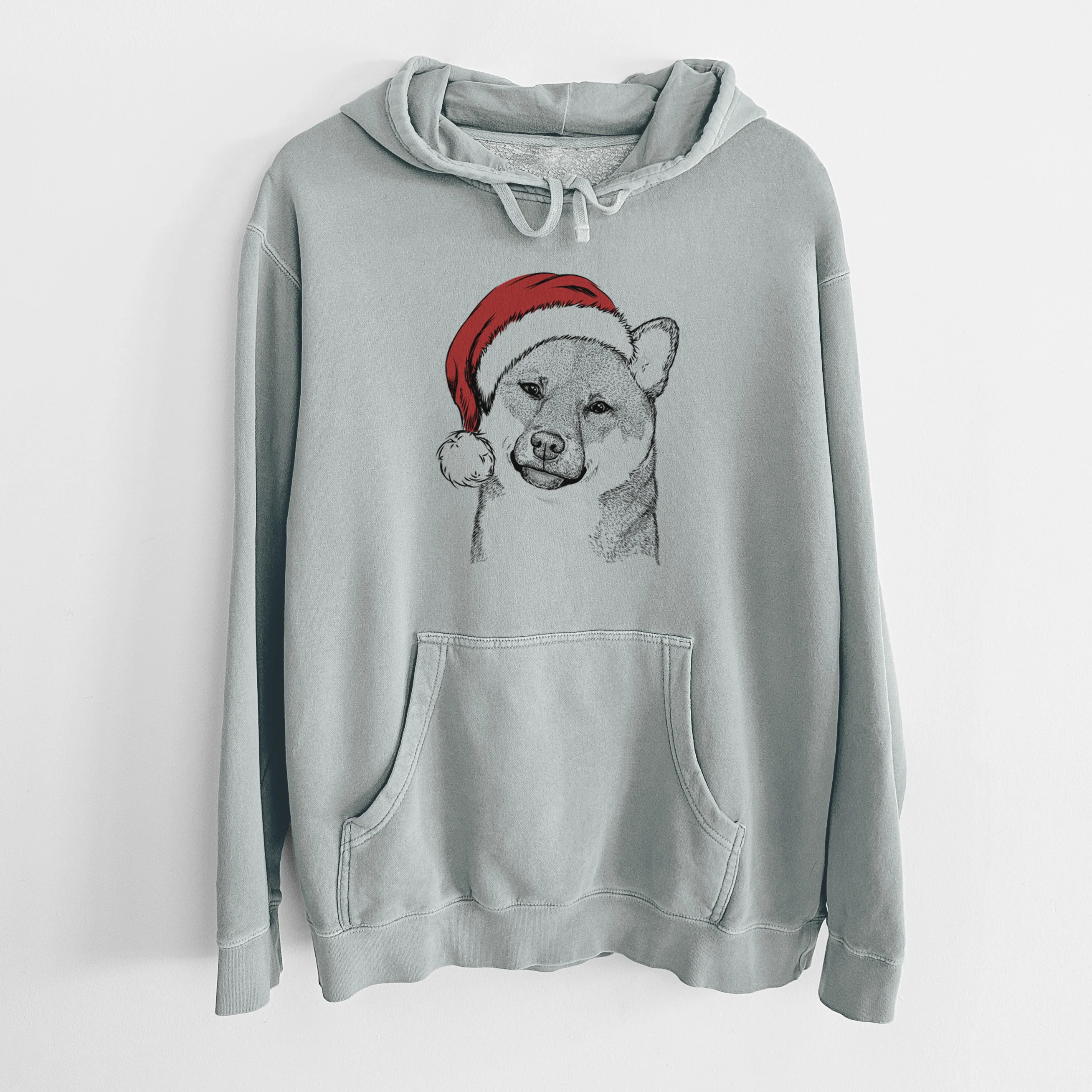 Santa Hat Yakuza the Shiba Inu - Unisex Pigment Dyed Hoodie - Image 8
