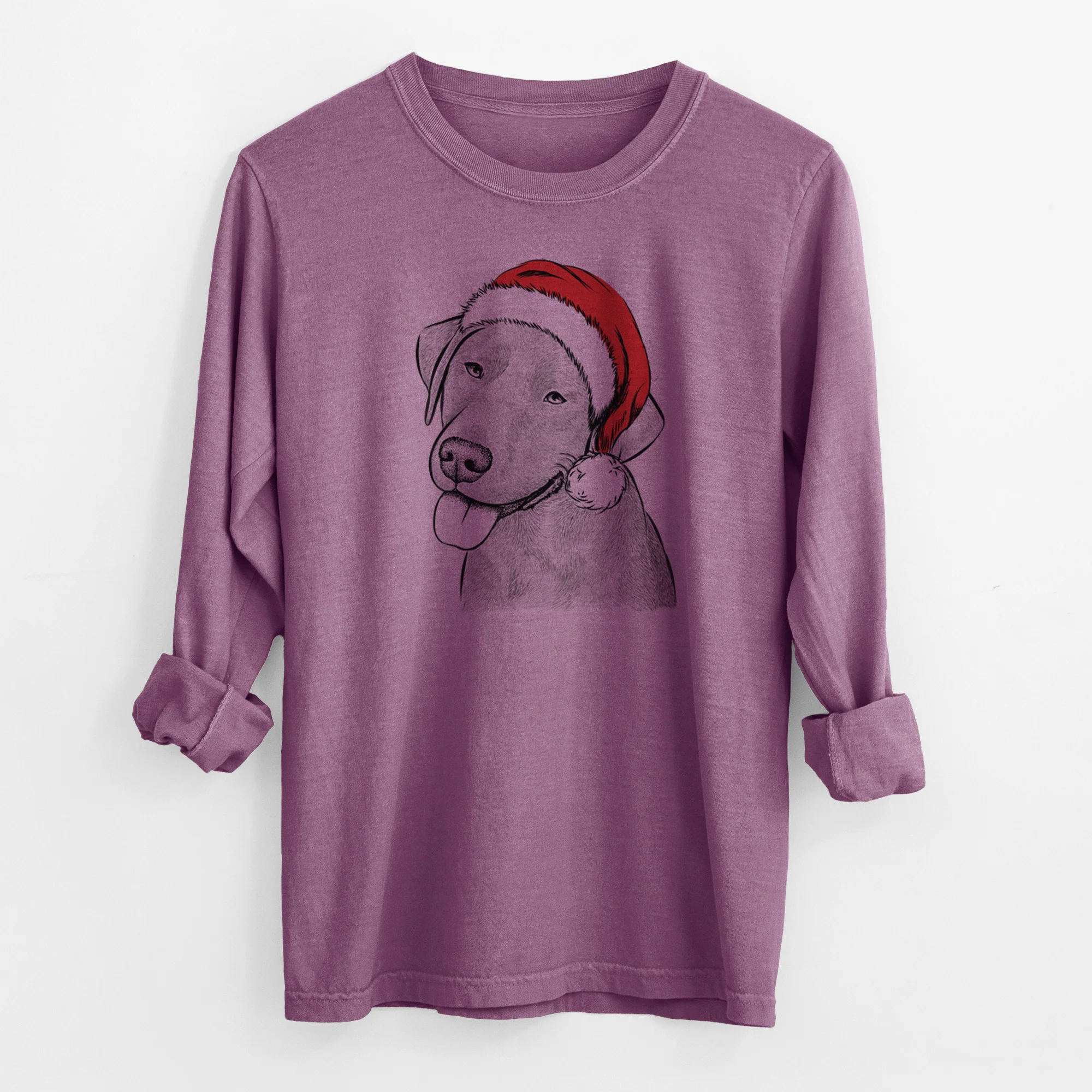 Santa Zeppelin the Black Labrador - Men's Heavyweight 100% Cotton Long Sleeve - Image 10