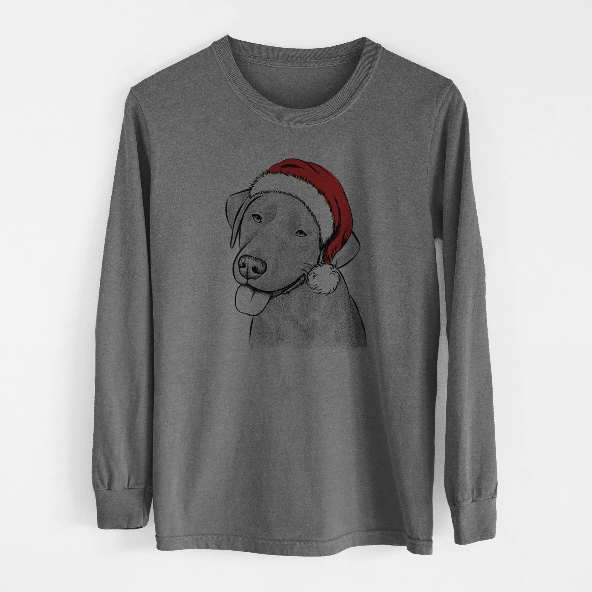 Santa Zeppelin the Black Labrador - Men's Heavyweight 100% Cotton Long Sleeve - Image 14