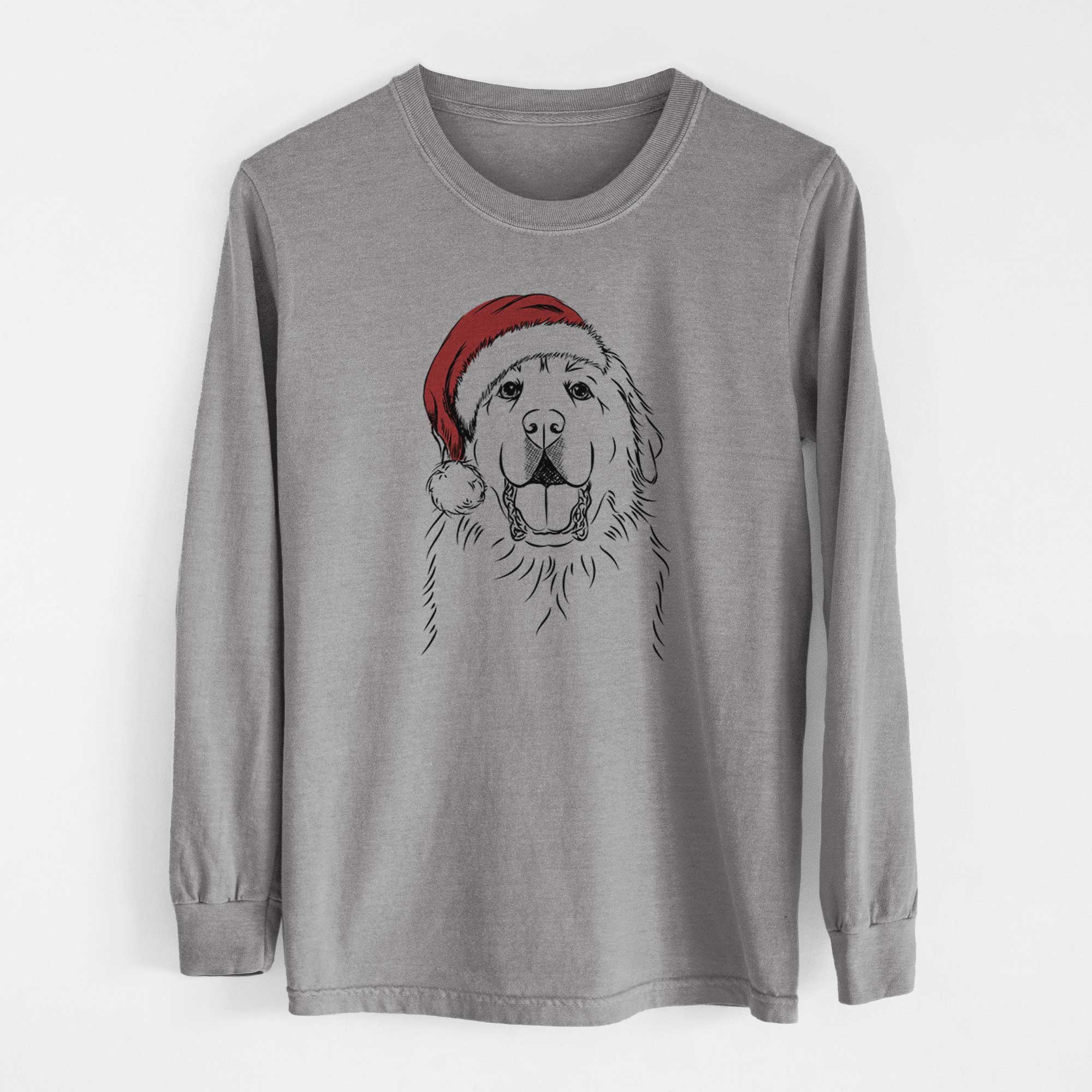 Santa Zeus the Great Pyrenees - Men's Heavyweight 100% Cotton Long Sleeve - Image 7