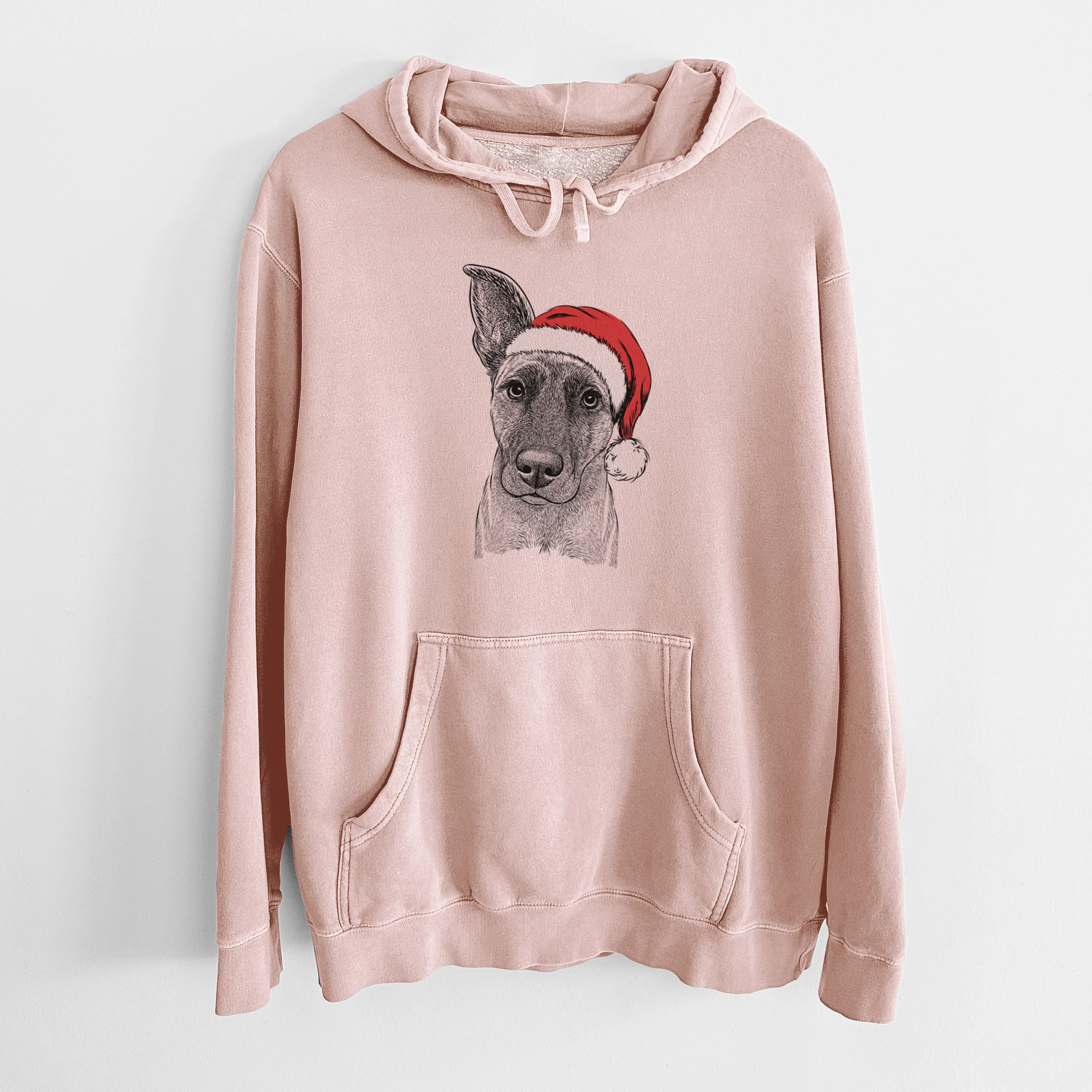 Santa Hat Zoey the Mixed Breed - Unisex Pigment Dyed Hoodie - Image 7