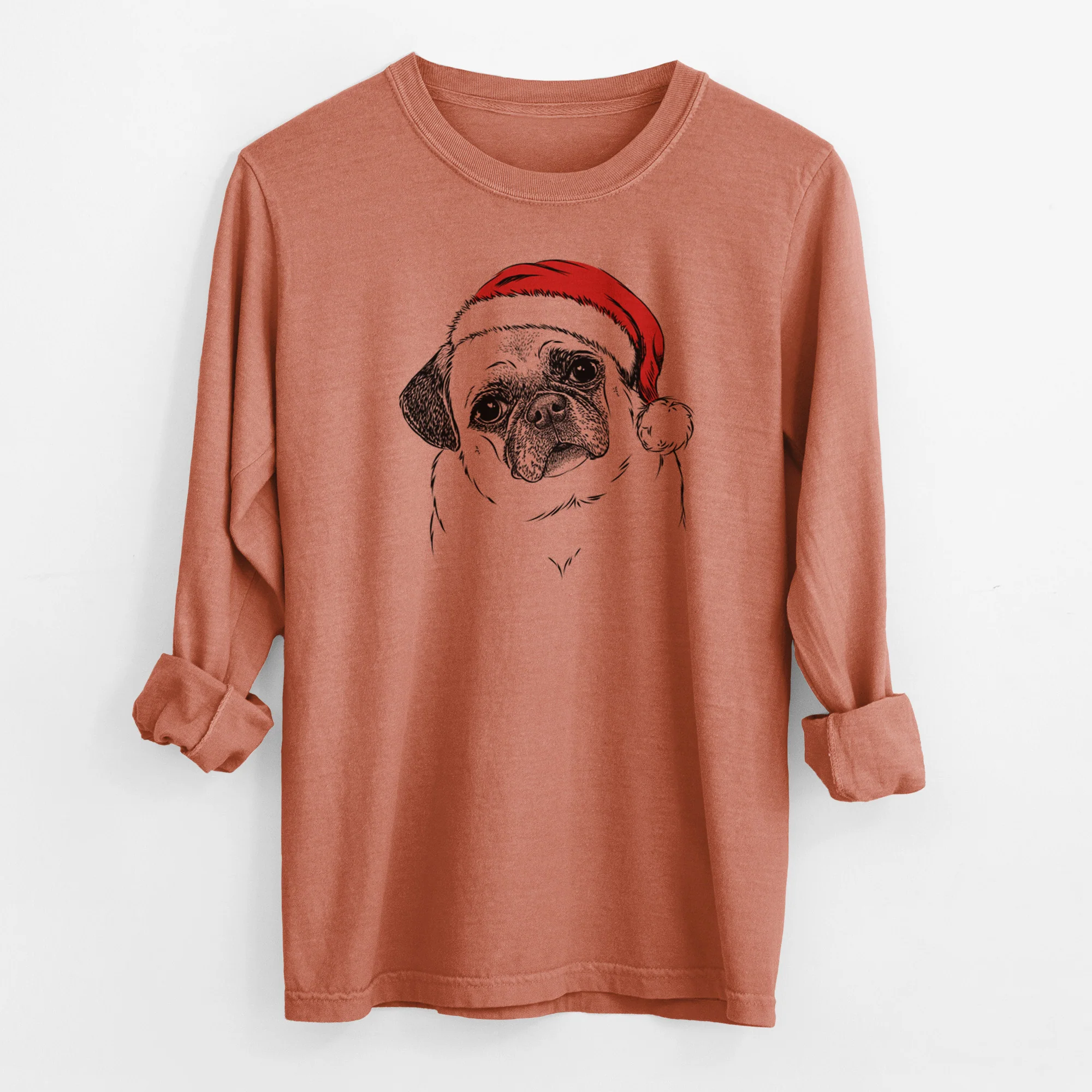 Santa Zoey the Pug - Men's Heavyweight 100% Cotton Long Sleeve - Image 13