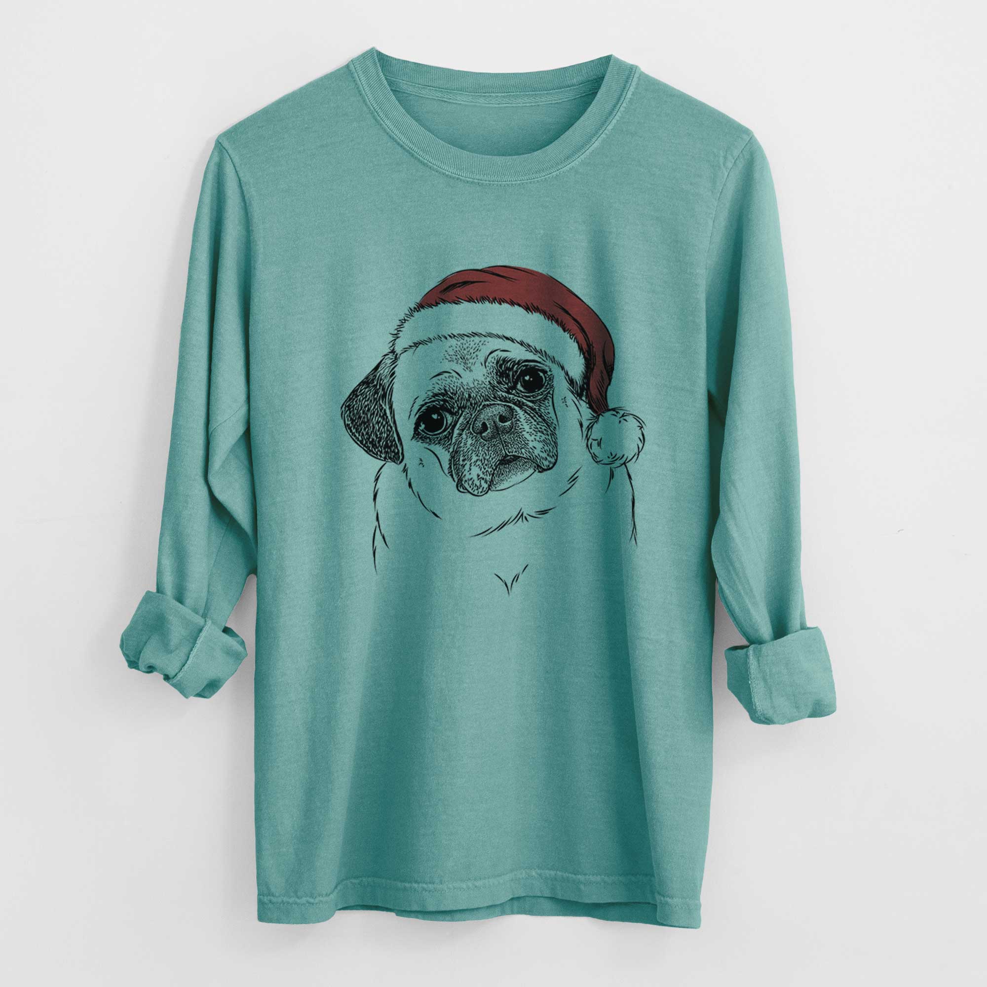Santa Zoey the Pug - Men's Heavyweight 100% Cotton Long Sleeve - Image 9