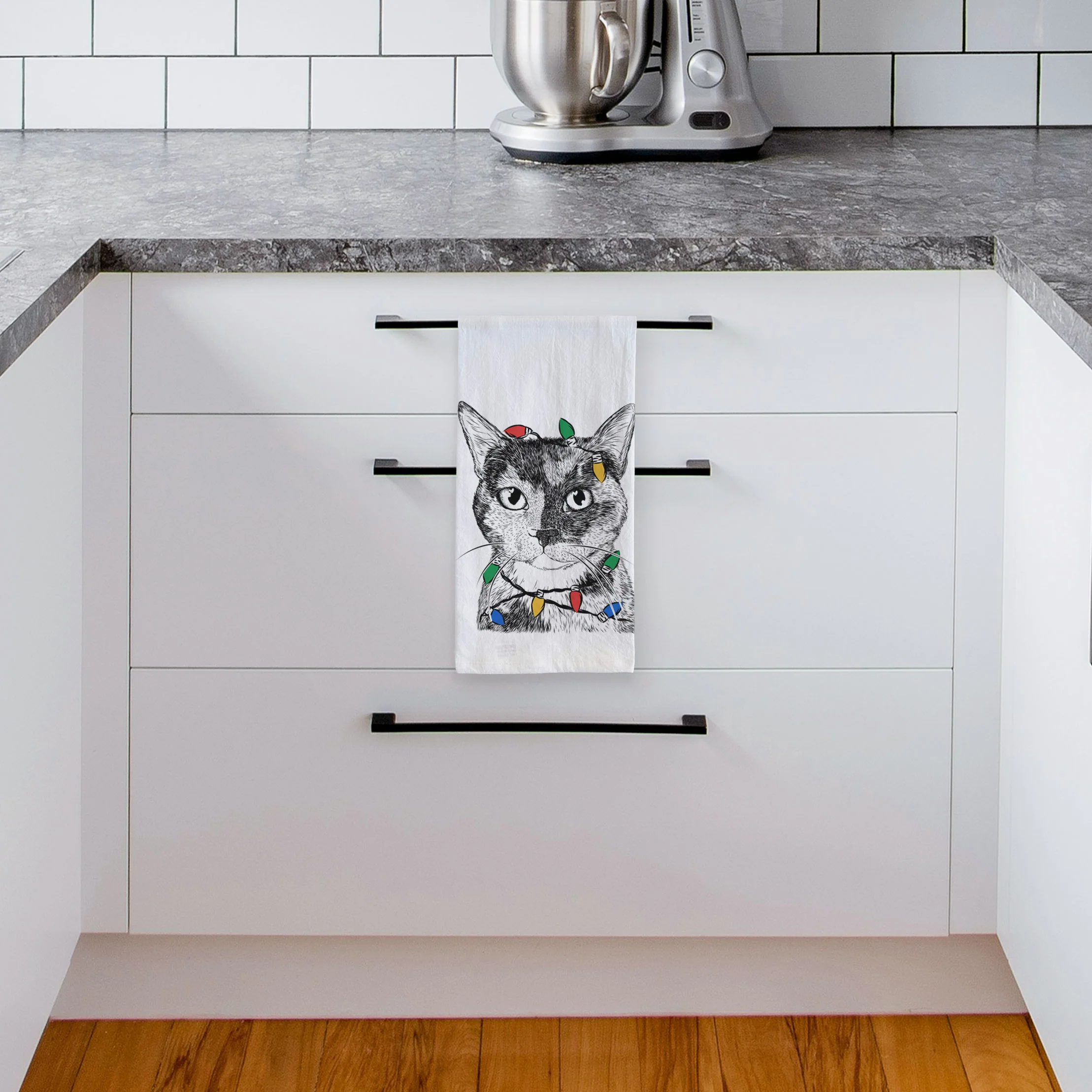 Spooky Kitty the Tortoiseshell Cat Tea Towel - Image 4