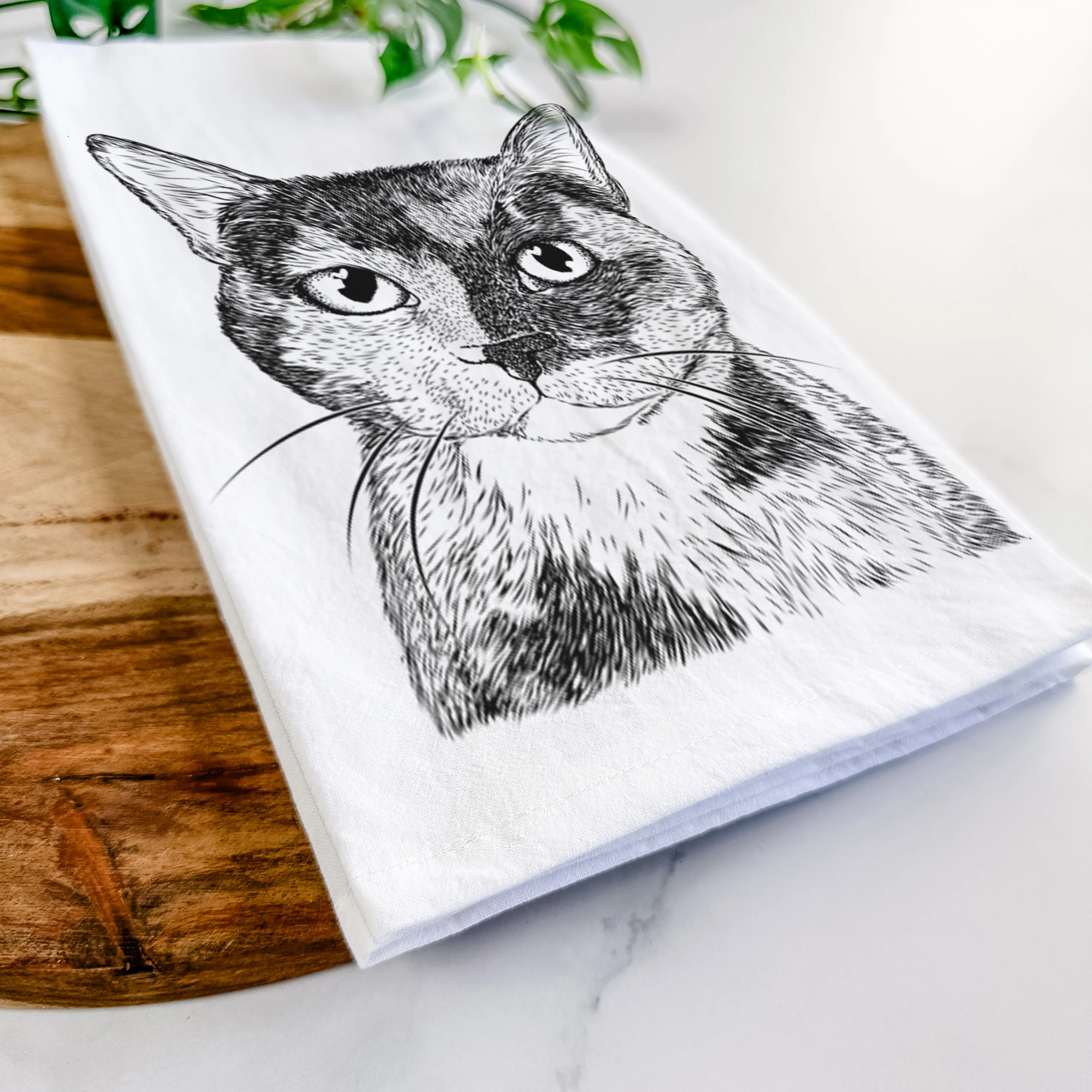 Spooky Kitty the Tortoiseshell Cat Tea Towel - Image 5