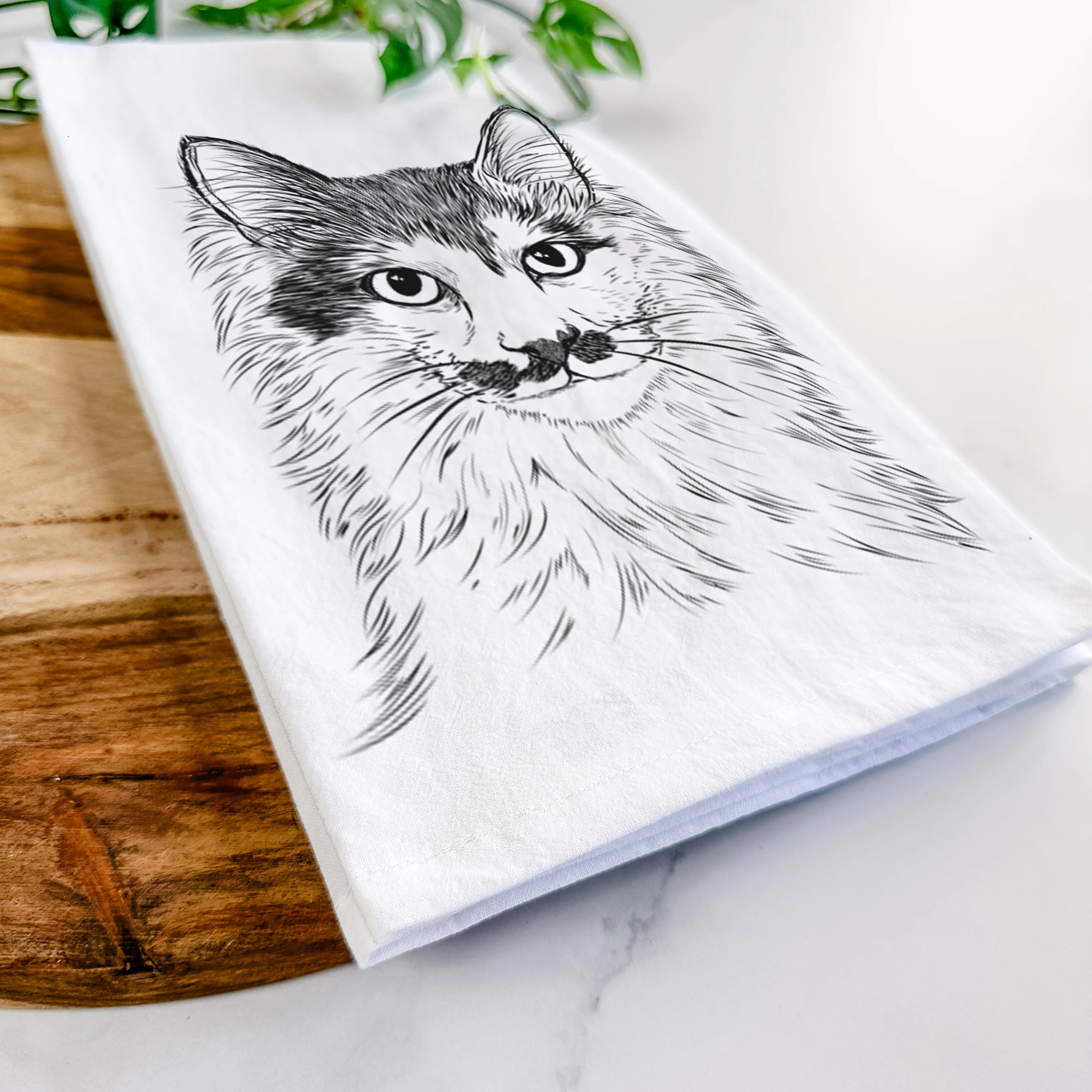 Stache the Longhaired Mustard Cat Tea Towel - Image 5