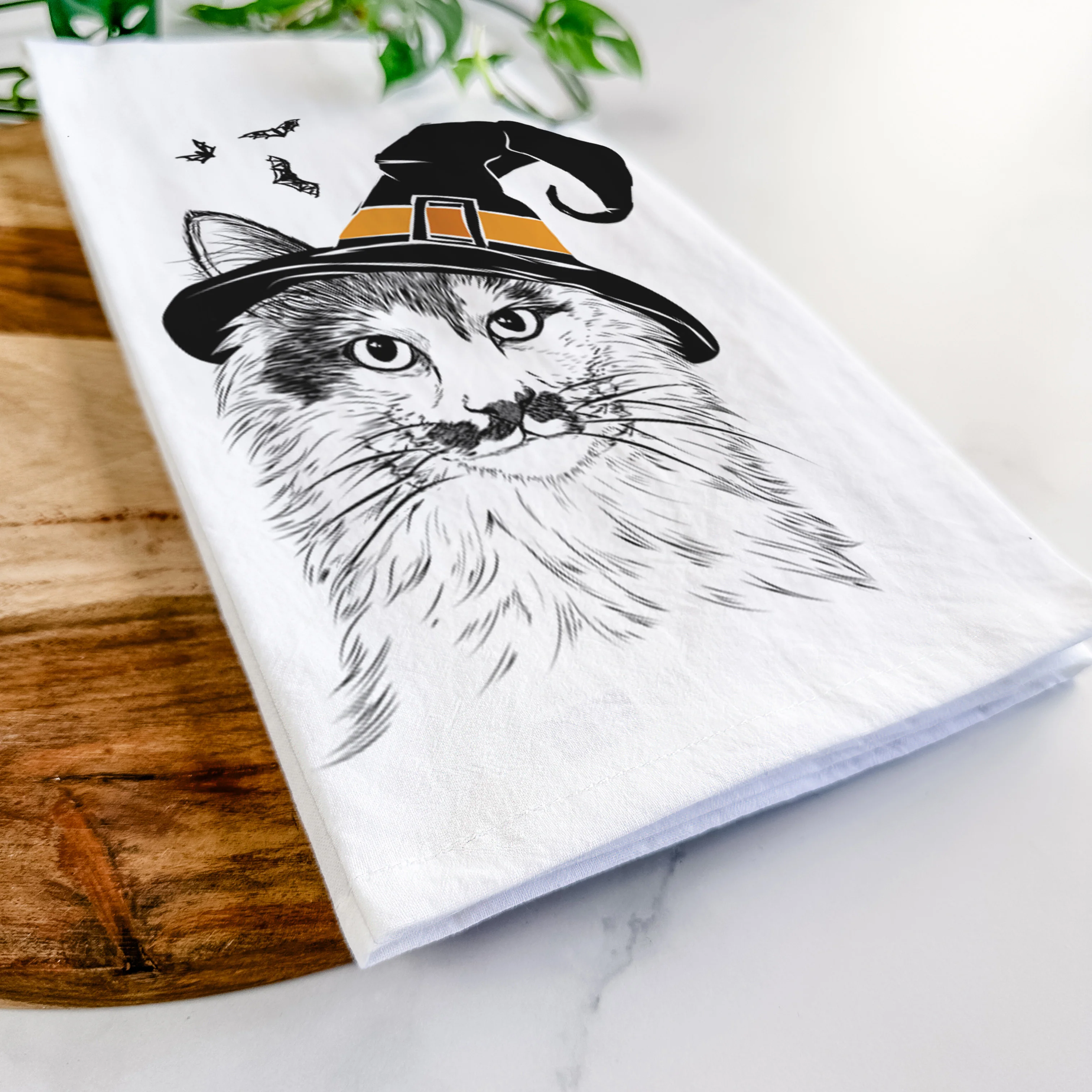 Stache the Longhaired Mustard Cat Tea Towel - Image 8