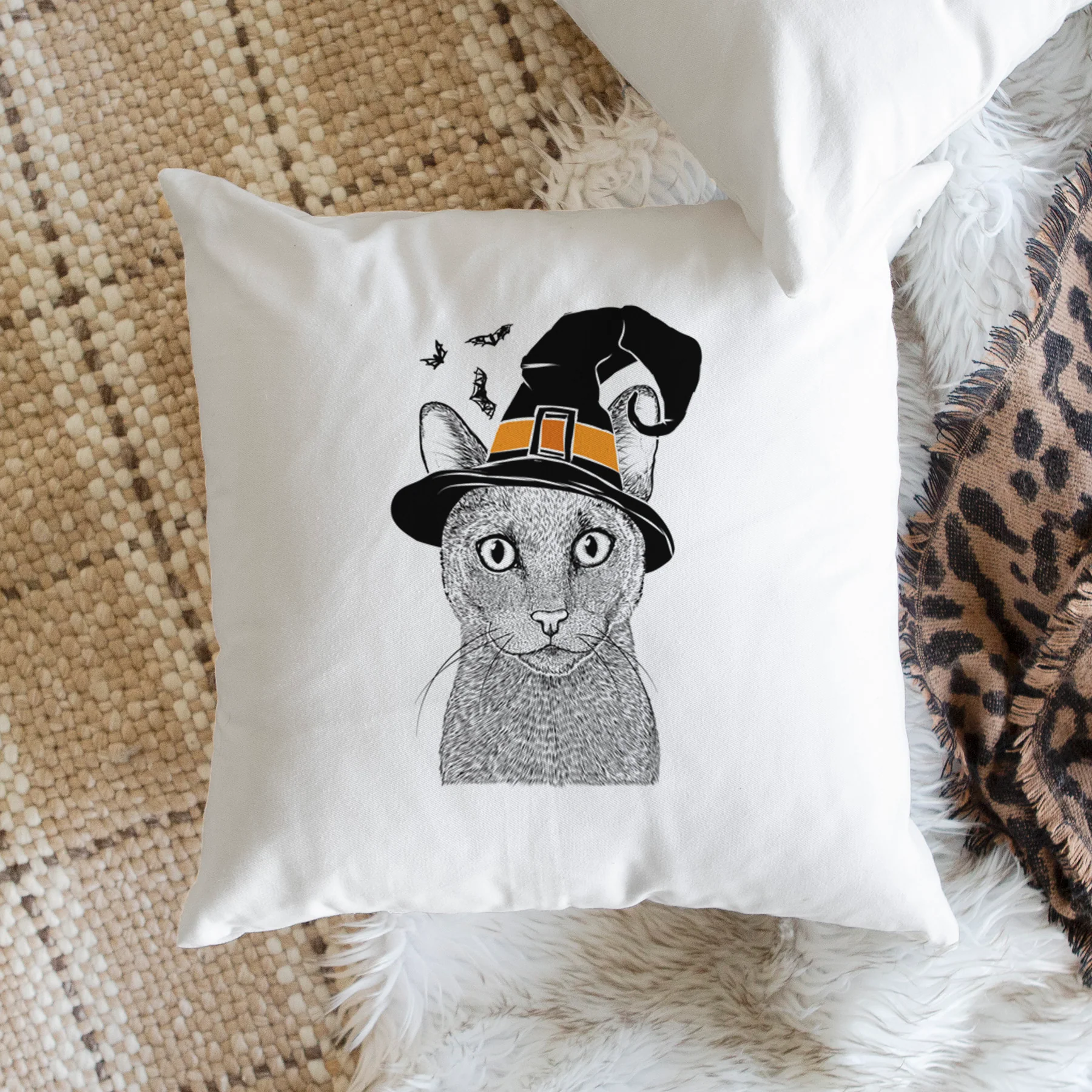 Stanley the Russian Blue Cat - Throw Pillow Cover - Image 2