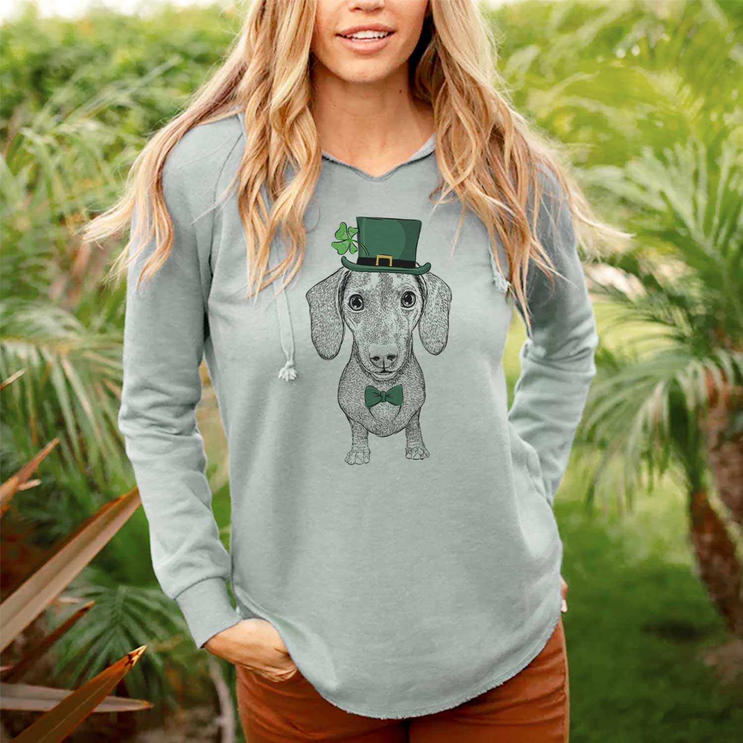 St. Patrick's Ernie the Mini Dachshund - Cali Wave Hooded Sweatshirt - Image 2