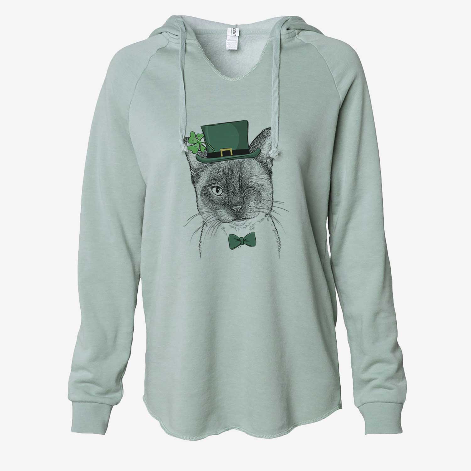 St. Patrick's Hoggle the Siamese Cat - Cali Wave Hooded Sweatshirt - Image 6