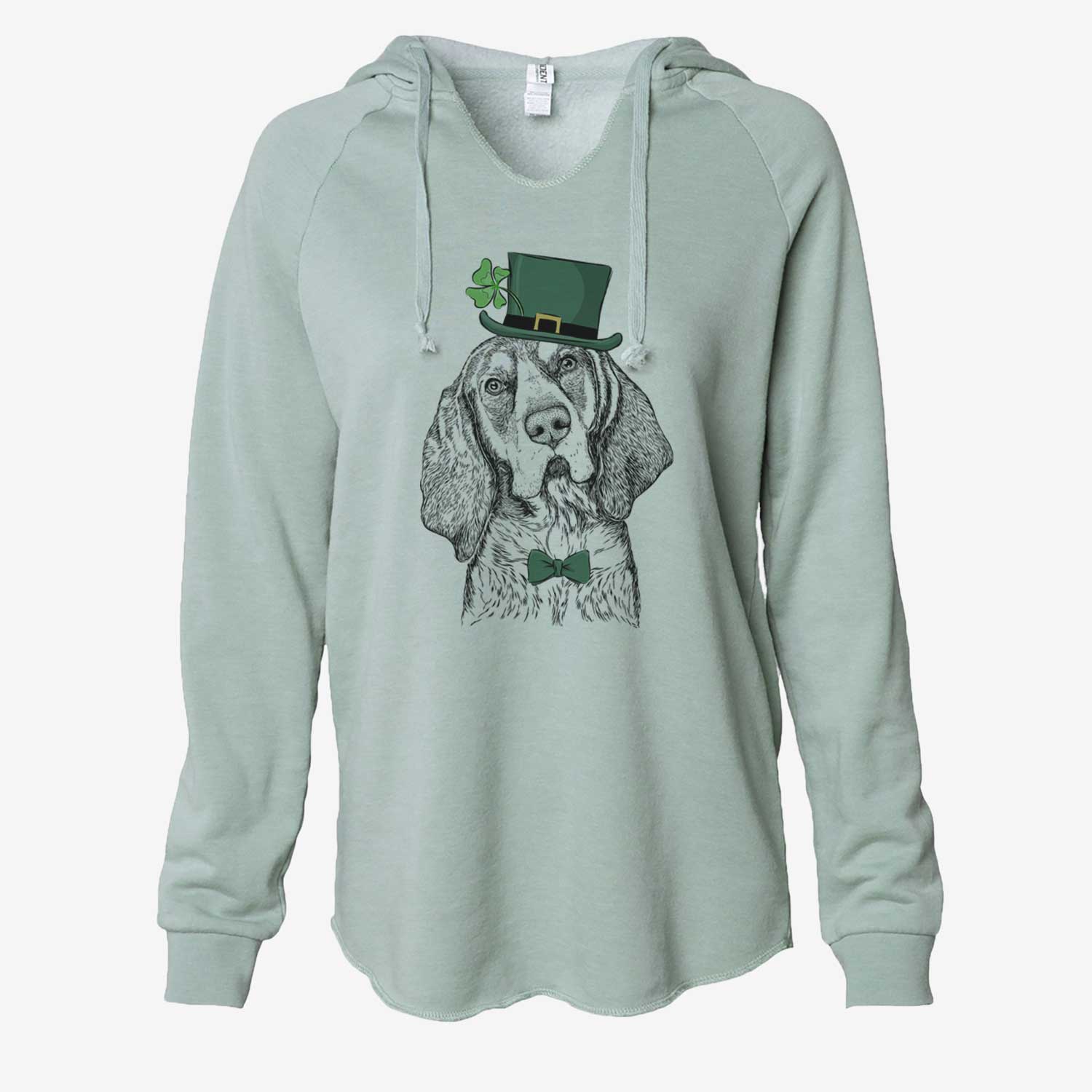 St. Patrick's Huck the Bluetick Coonhound - Cali Wave Hooded Sweatshirt - Image 6