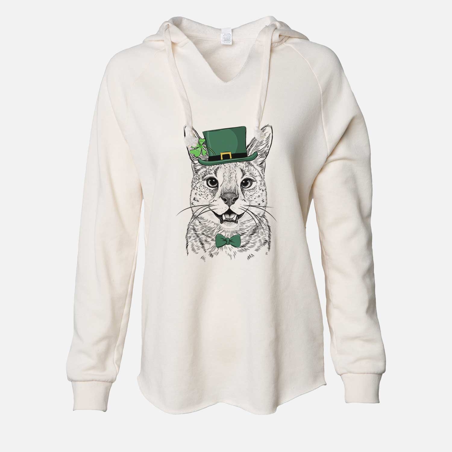 St. Patrick's Lucky the Serval Cat - Cali Wave Hooded Sweatshirt - Image 7