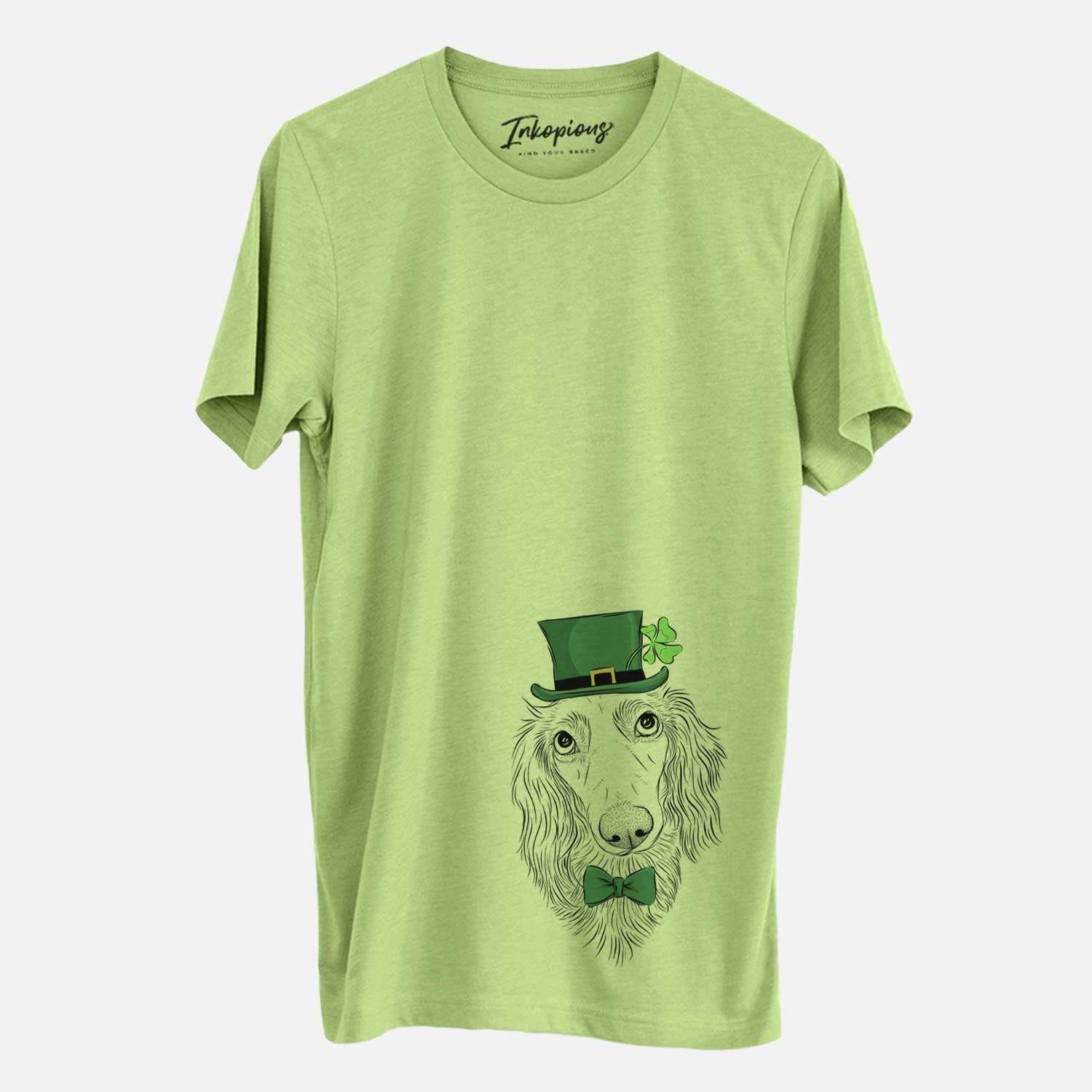 St. Patrick's Mr. Rusty the Long Haired Dachshund - Unisex Crewneck - Image 3