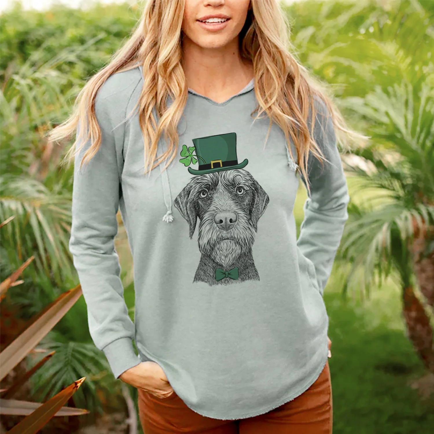 St. Patrick's Oakley the Pudelpointer - Cali Wave Hooded Sweatshirt - Image 2