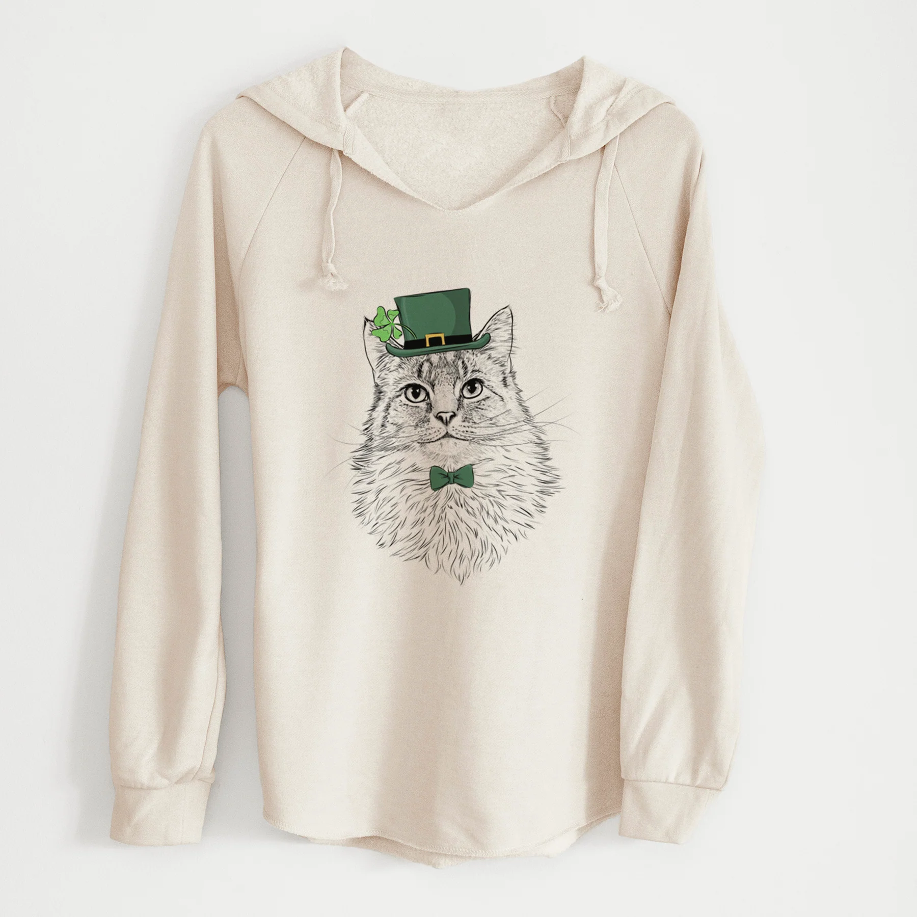 St. Patrick's Olive the Cat - Cali Wave Hooded Sweatshirt - Image 7