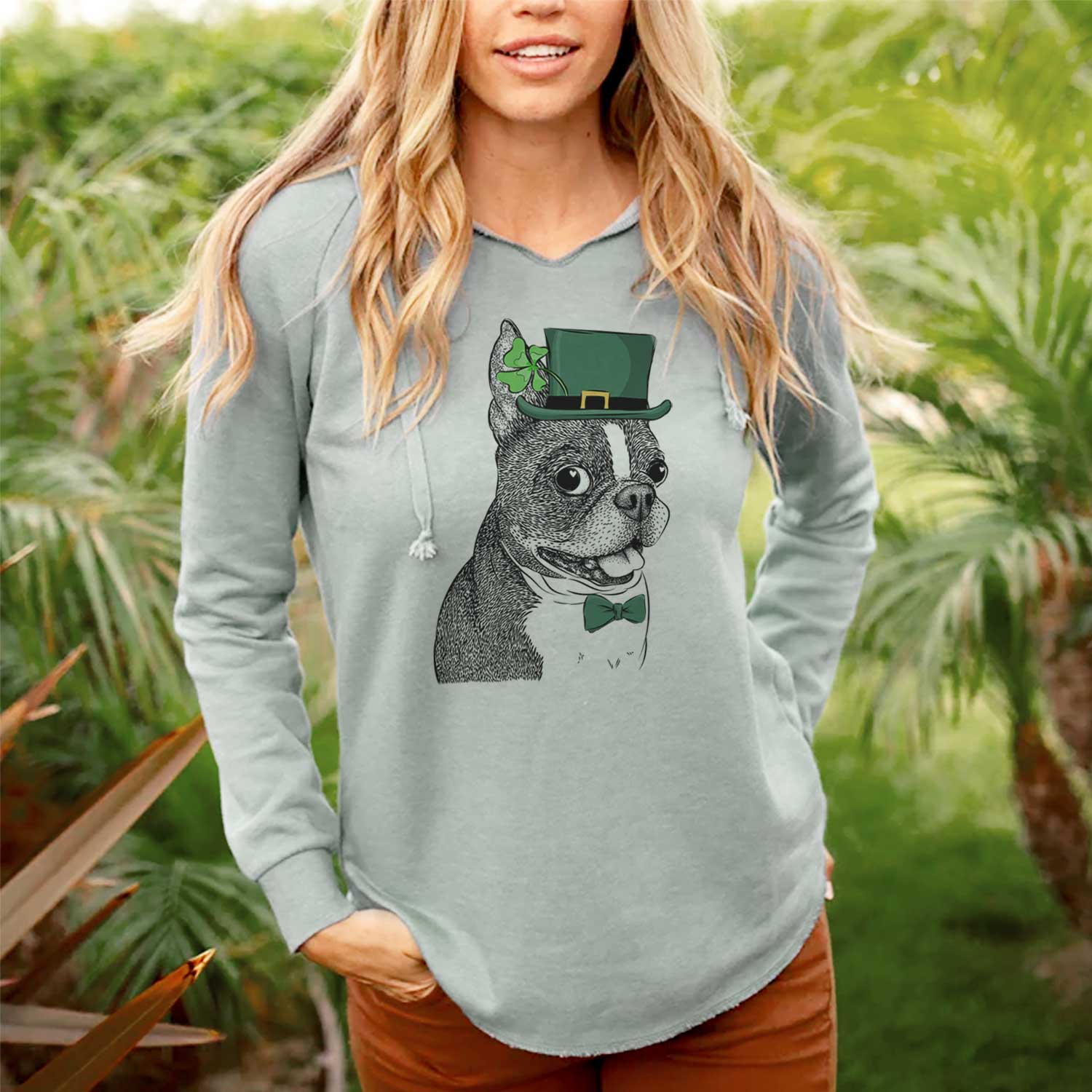St. Patrick's Ralphie the Boston Terrier - Cali Wave Hooded Sweatshirt - Image 2