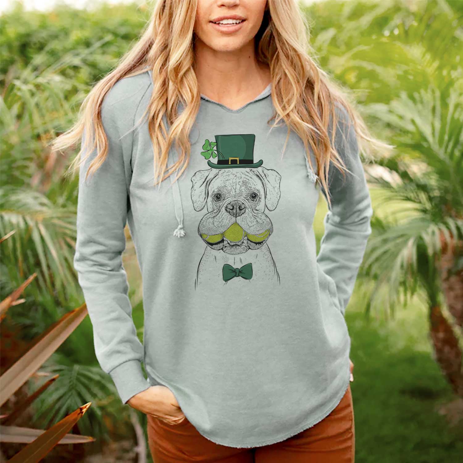 St. Patrick's Seamus the Boxer - Cali Wave Hooded Sweatshirt - Image 2