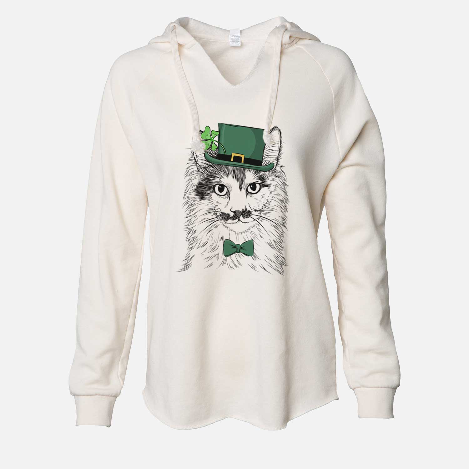 St. Patrick's Stache the Longhaired Mustard Cat - Cali Wave Hooded Sweatshirt - Image 7