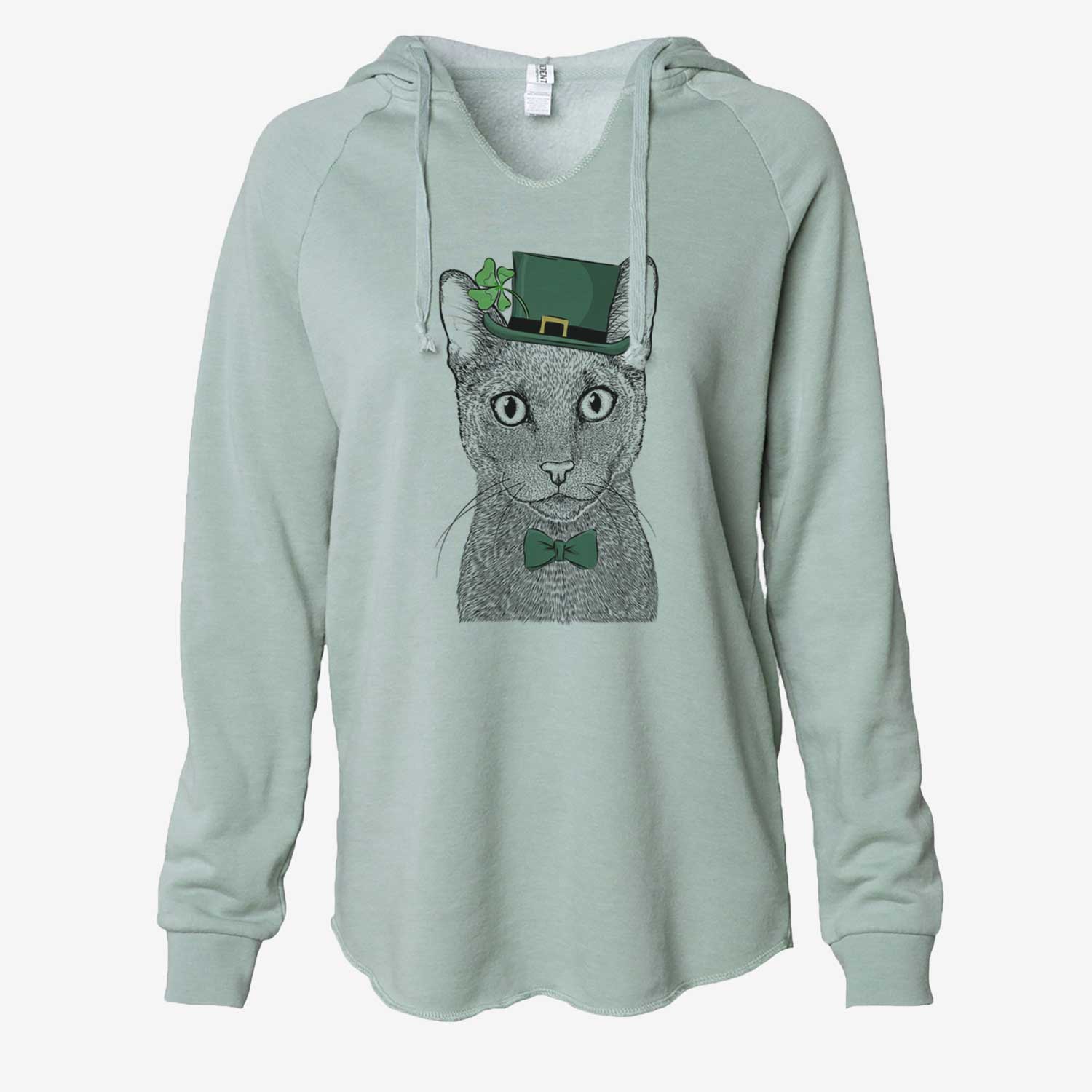 St. Patrick's Stanley the Russian Blue Cat - Cali Wave Hooded Sweatshirt - Image 6