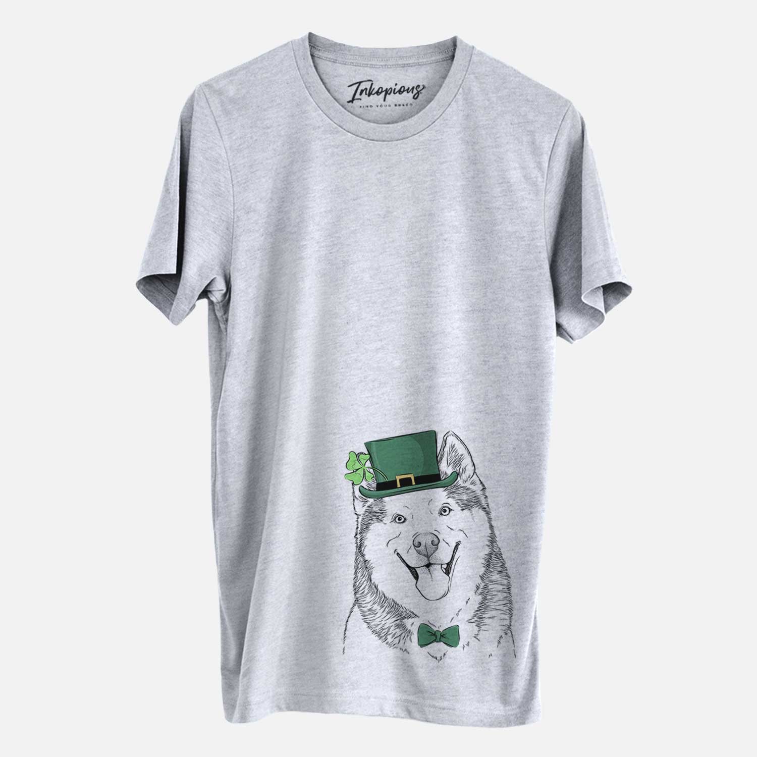 St. Patrick's Teak the Siberian Husky - Unisex Crewneck - Image 2