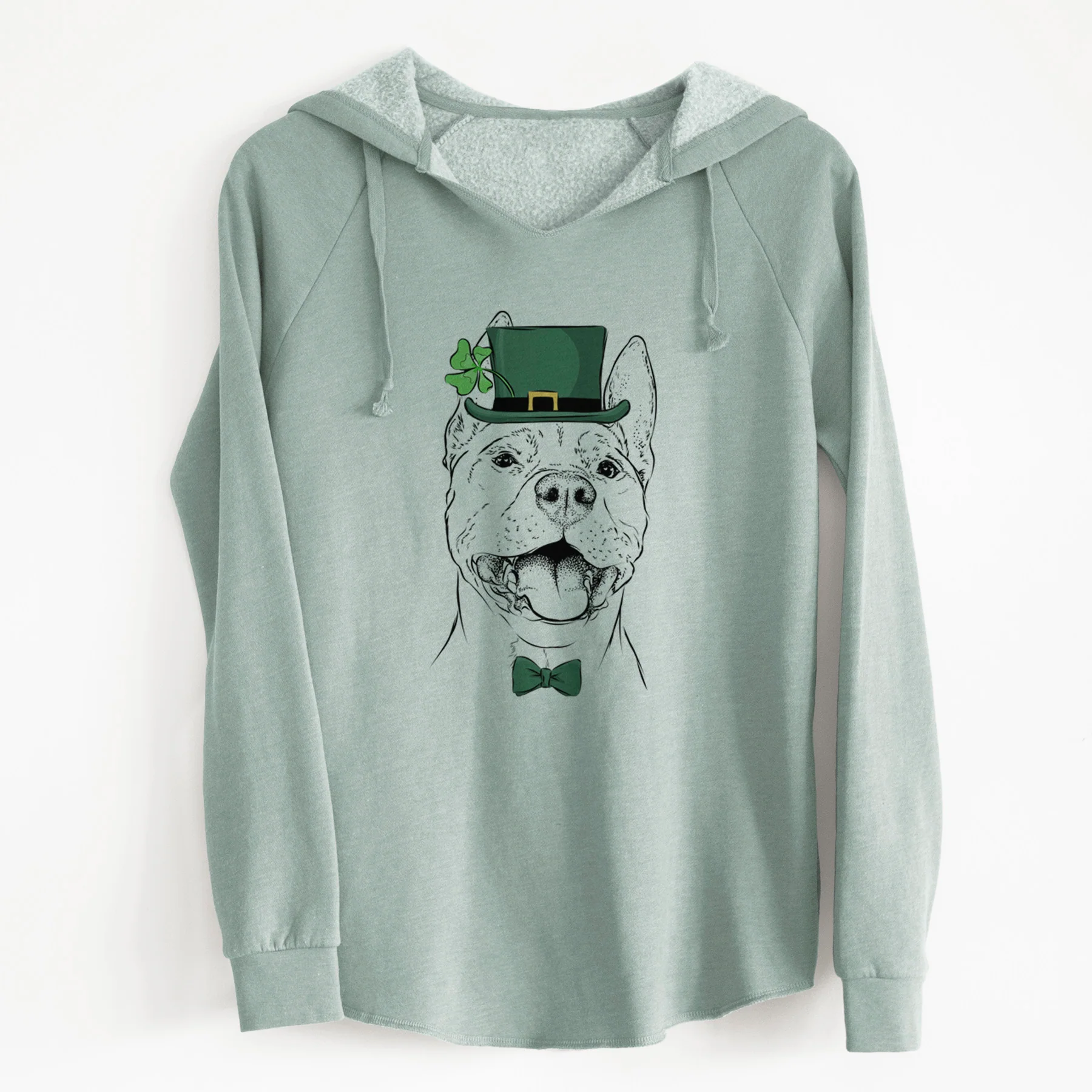 St. Patrick's Wally the Pitbull - Cali Wave Hooded Sweatshirt - Image 6