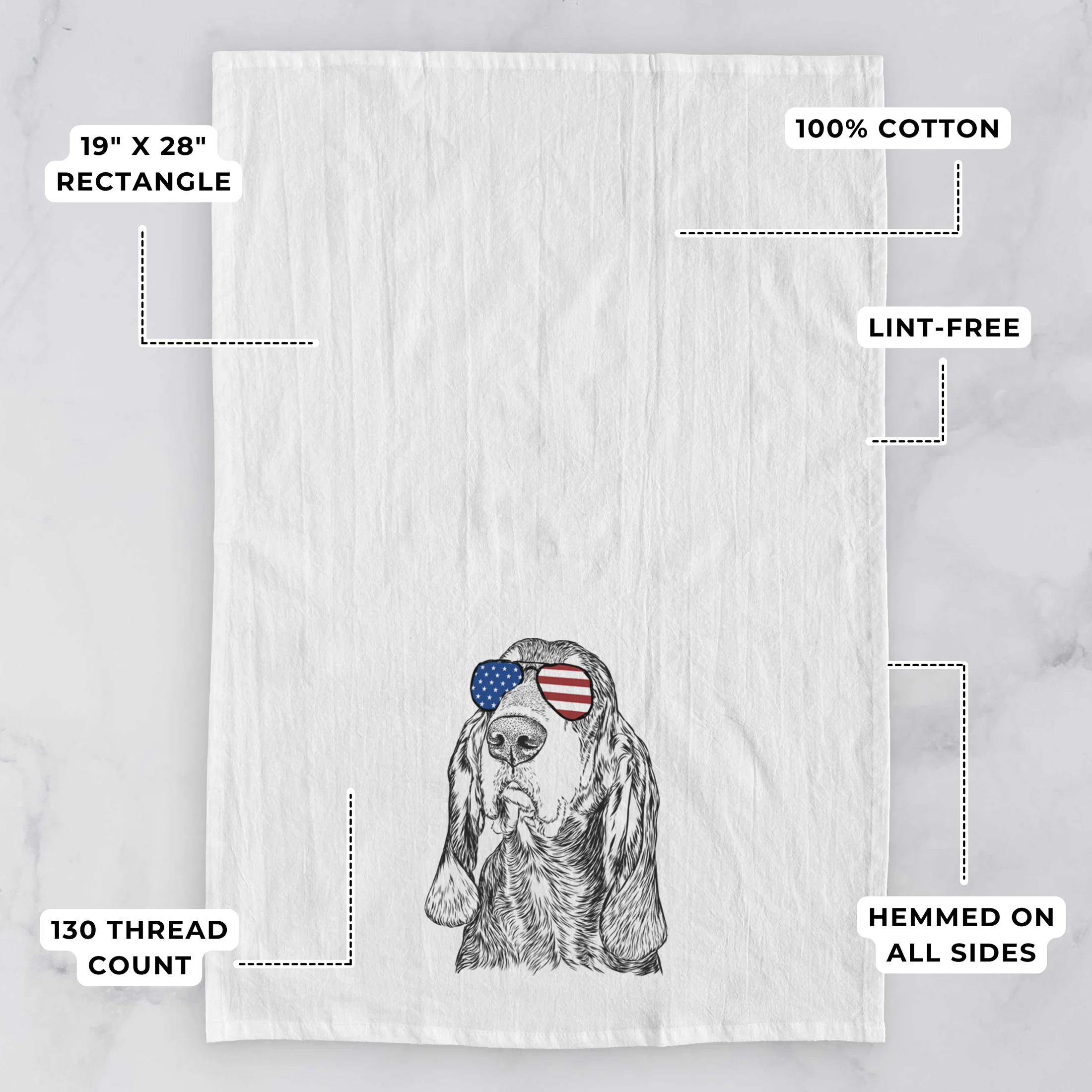 Stu the Black and Tan Coonhound Tea Towel - Image 3