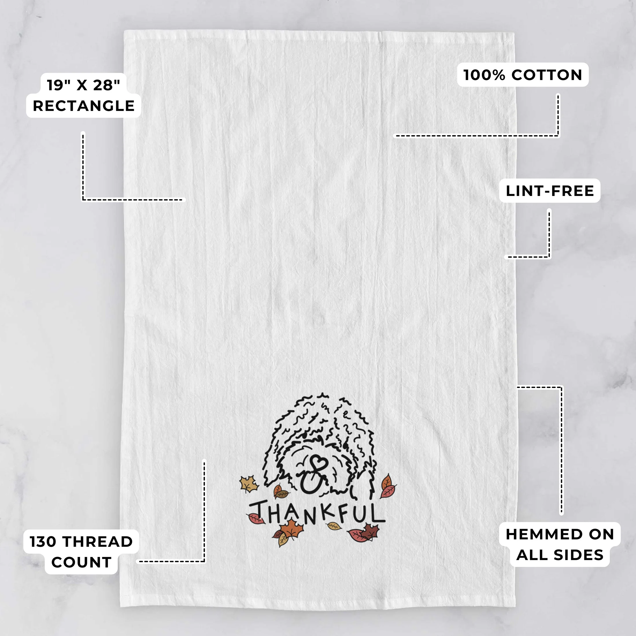 Thankful Spanish Water Dog - Antonio - Tea Towel - Image 3
