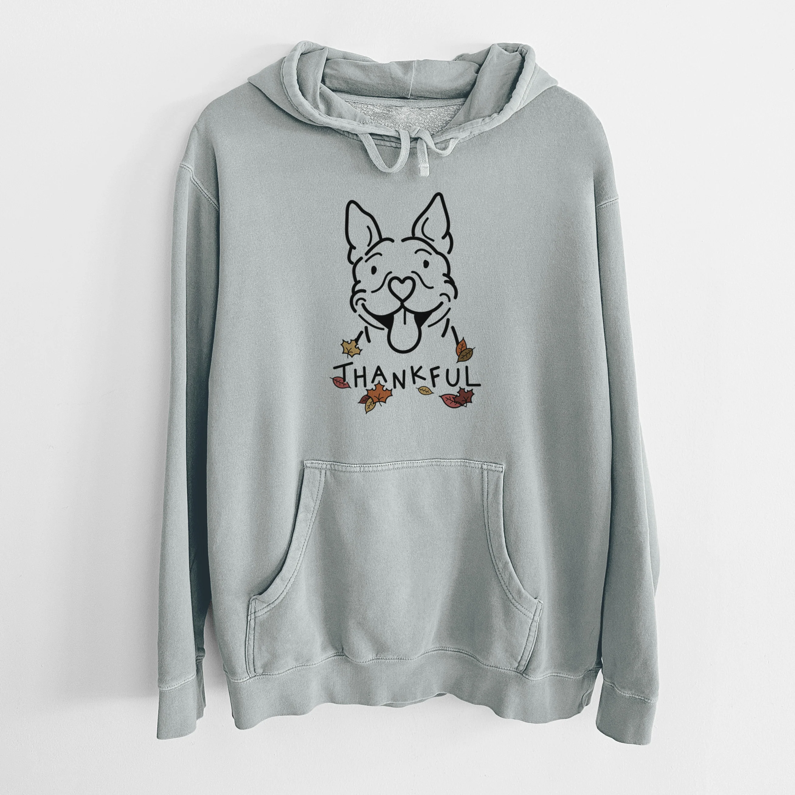 Thankful Pitbull - Basil - Unisex Pigment Dyed Hoodie - Image 8