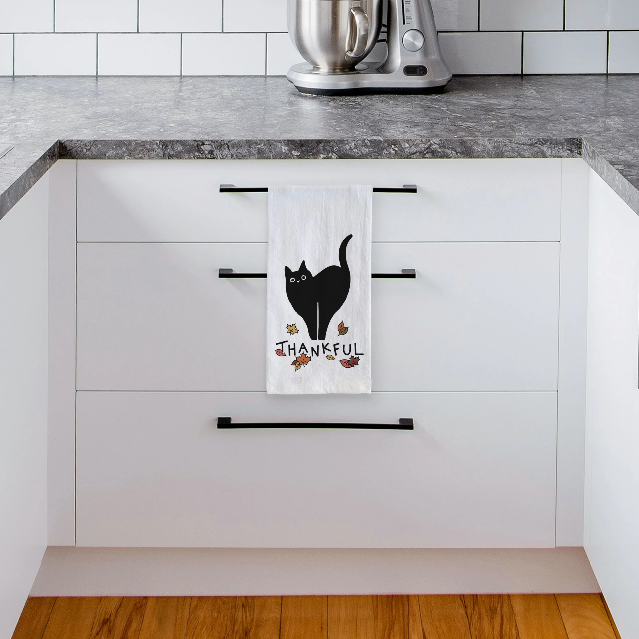 Thankful Black Cat - Bella - Tea Towel - Image 4